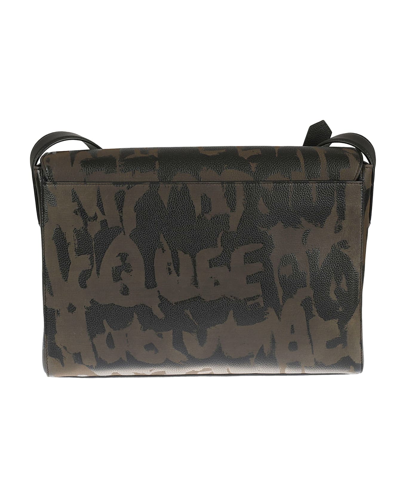 Alexander McQueen Logo All-over Printed Shoulder Bag - Black/Beige ショルダーバッグ