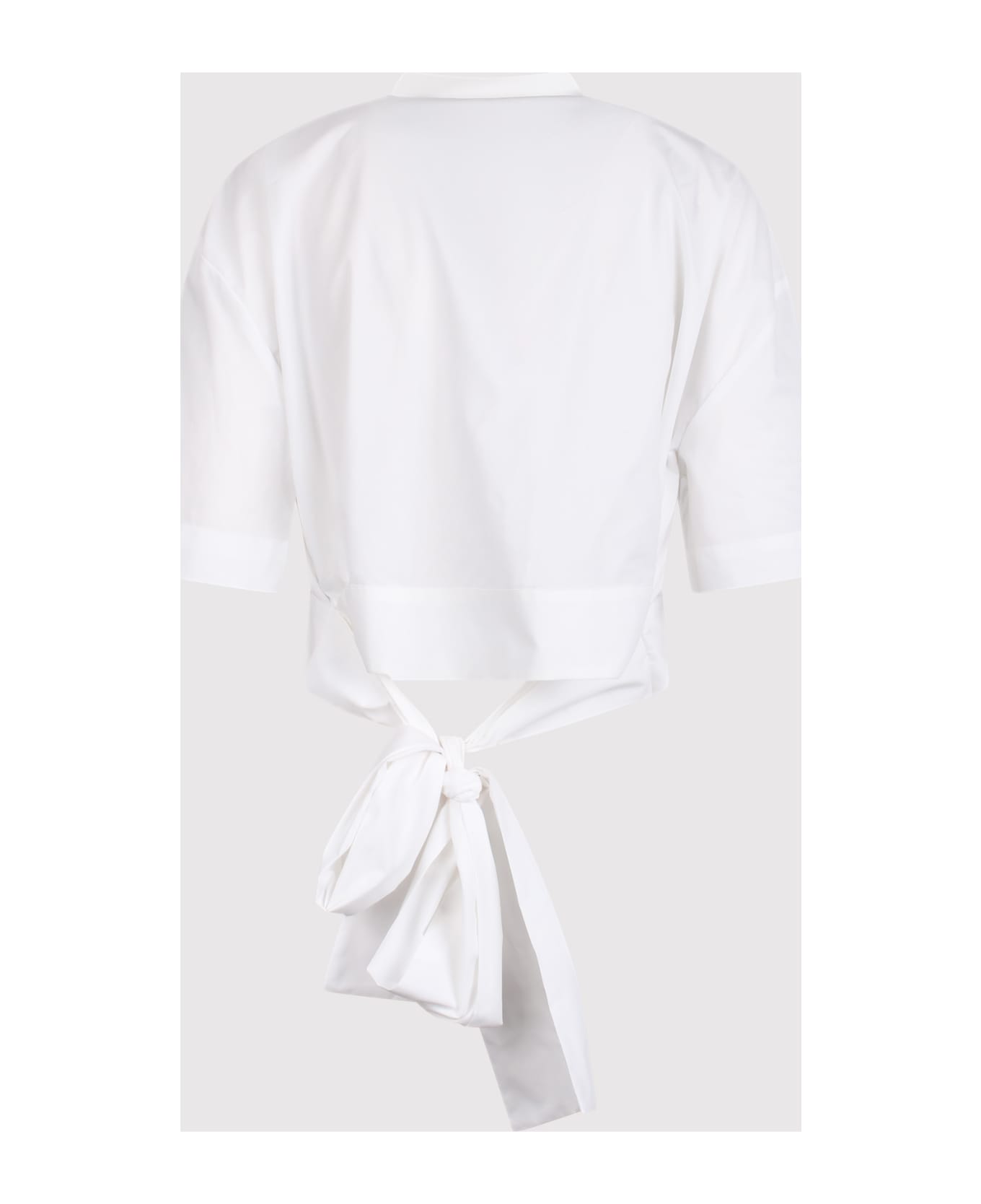 MSGM Short Sleeve Crop Shirt With Bow