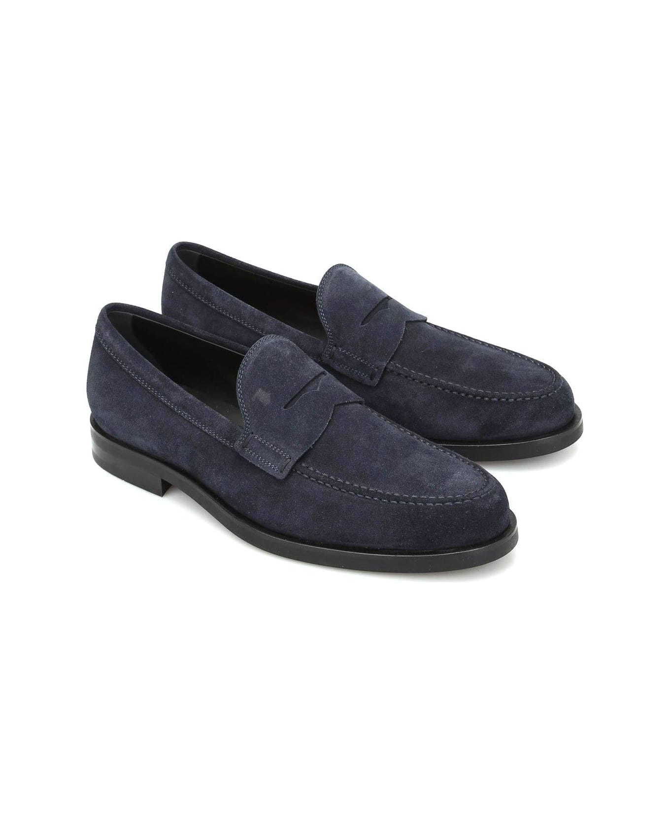 Tod's Monogram-stamped Round-toe Loafers - Blue