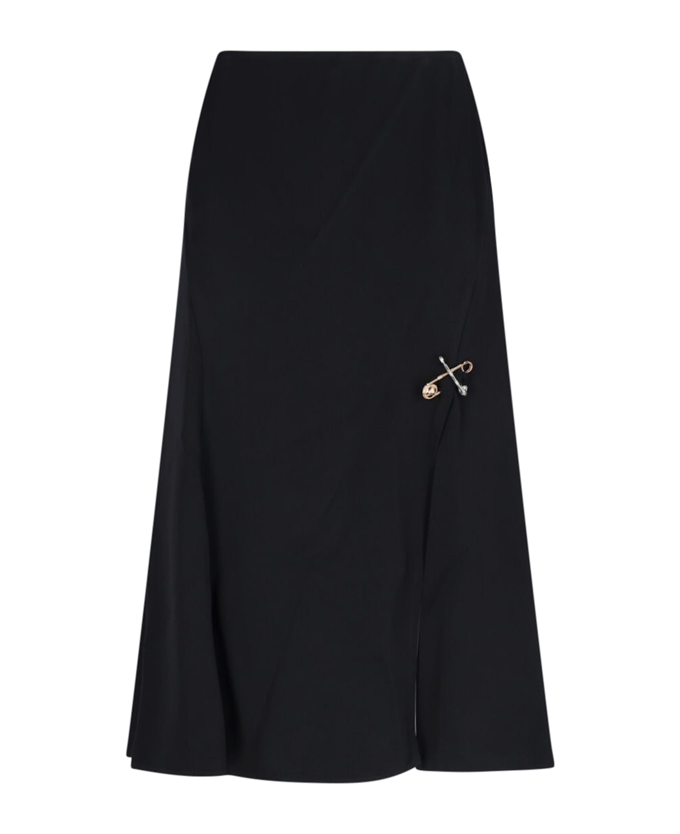 Versace 
safety Pin
 Flared Midi Skirt - Black