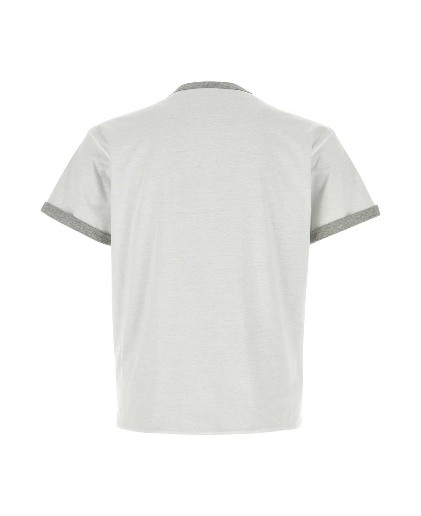 Prada White Cotton Reversible T-shirt - BIANCO+GRIGIO