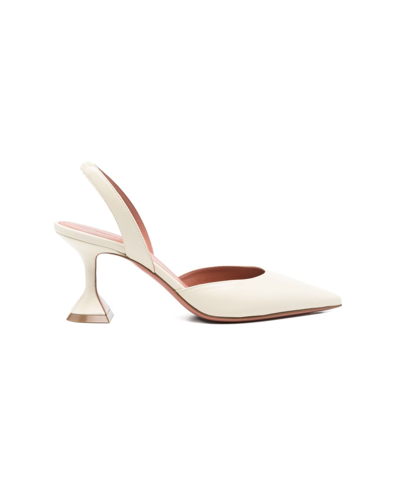 Amina Muaddi Holli Leather Slingback Pumps - Beige