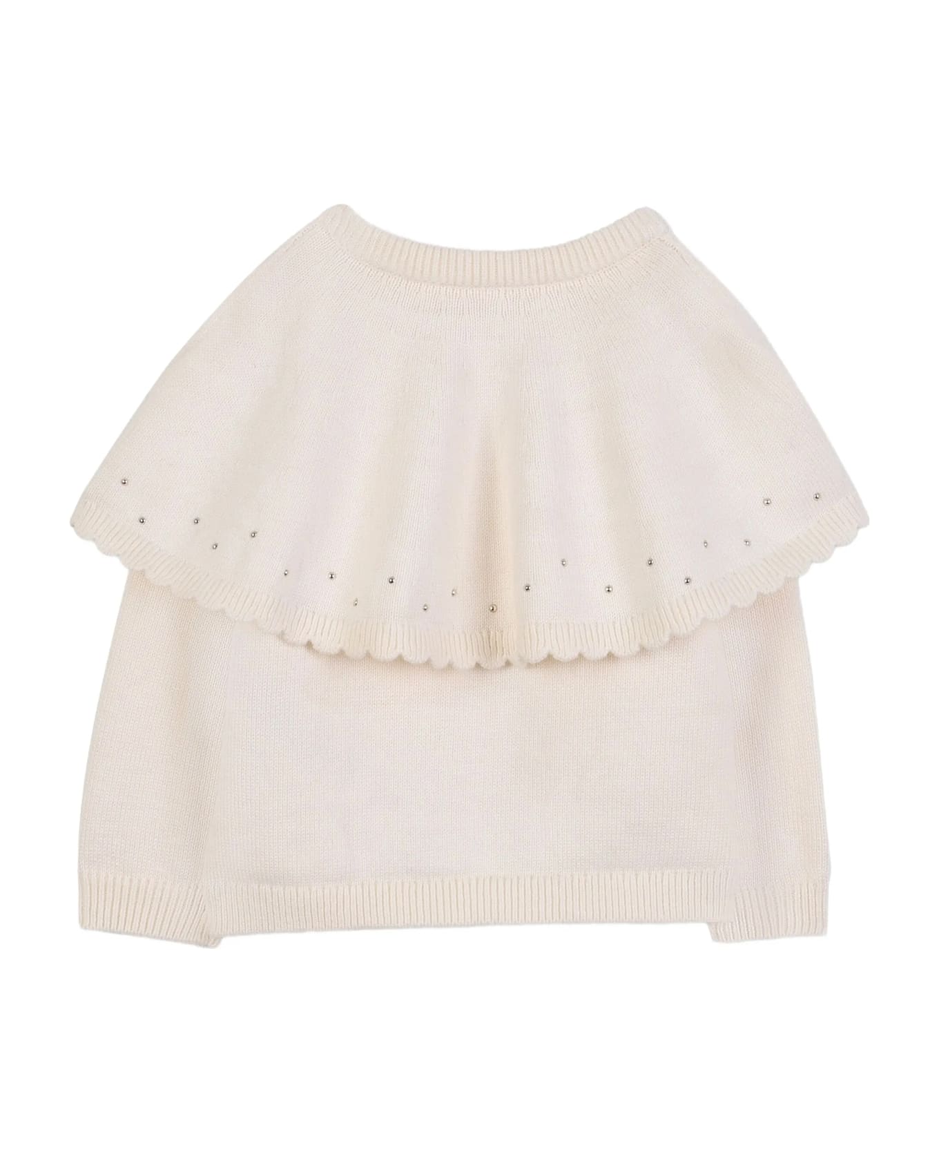 Chloé Ivory Cardigan For Baby Girl With Logo - Ivory