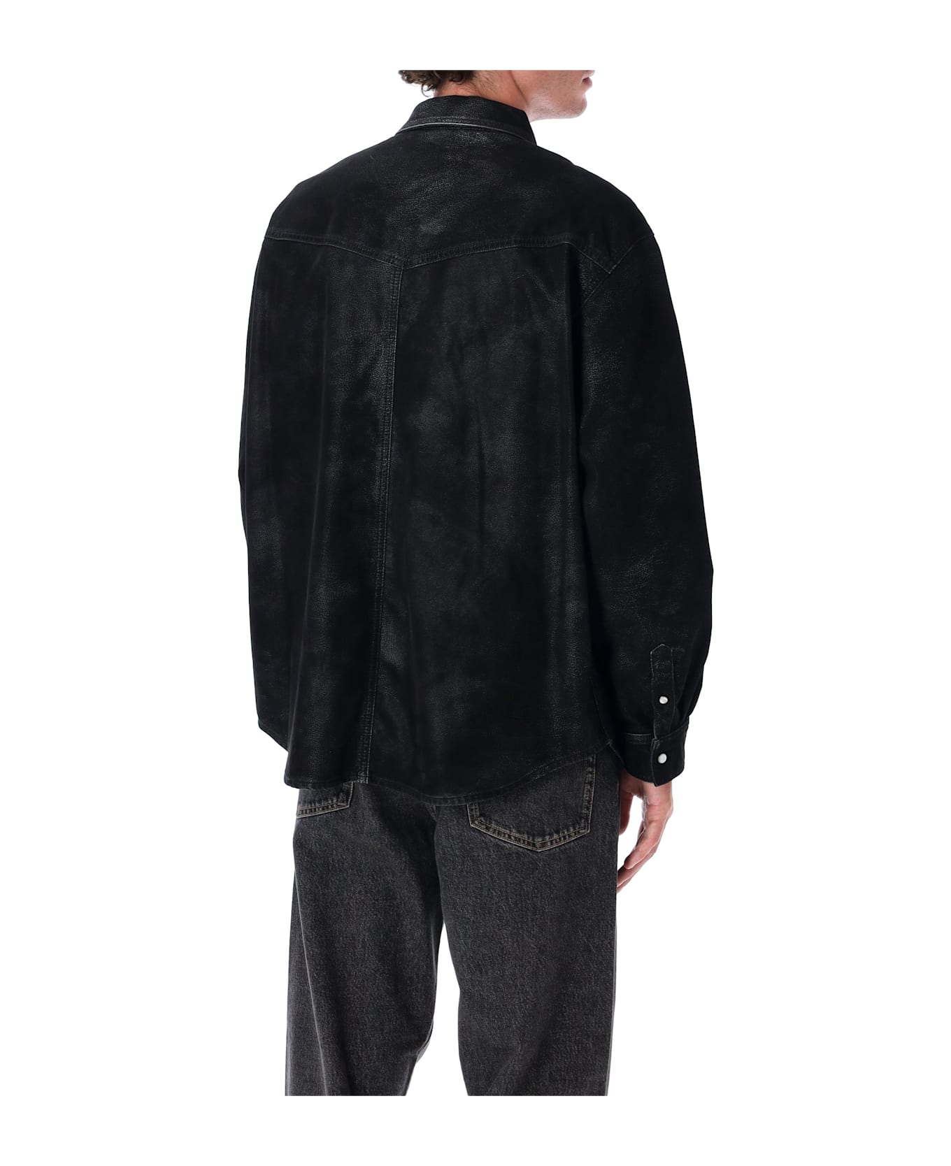 Isabel Marant Marant Kadrian Black Eco Leather Overshirt - BLACK
