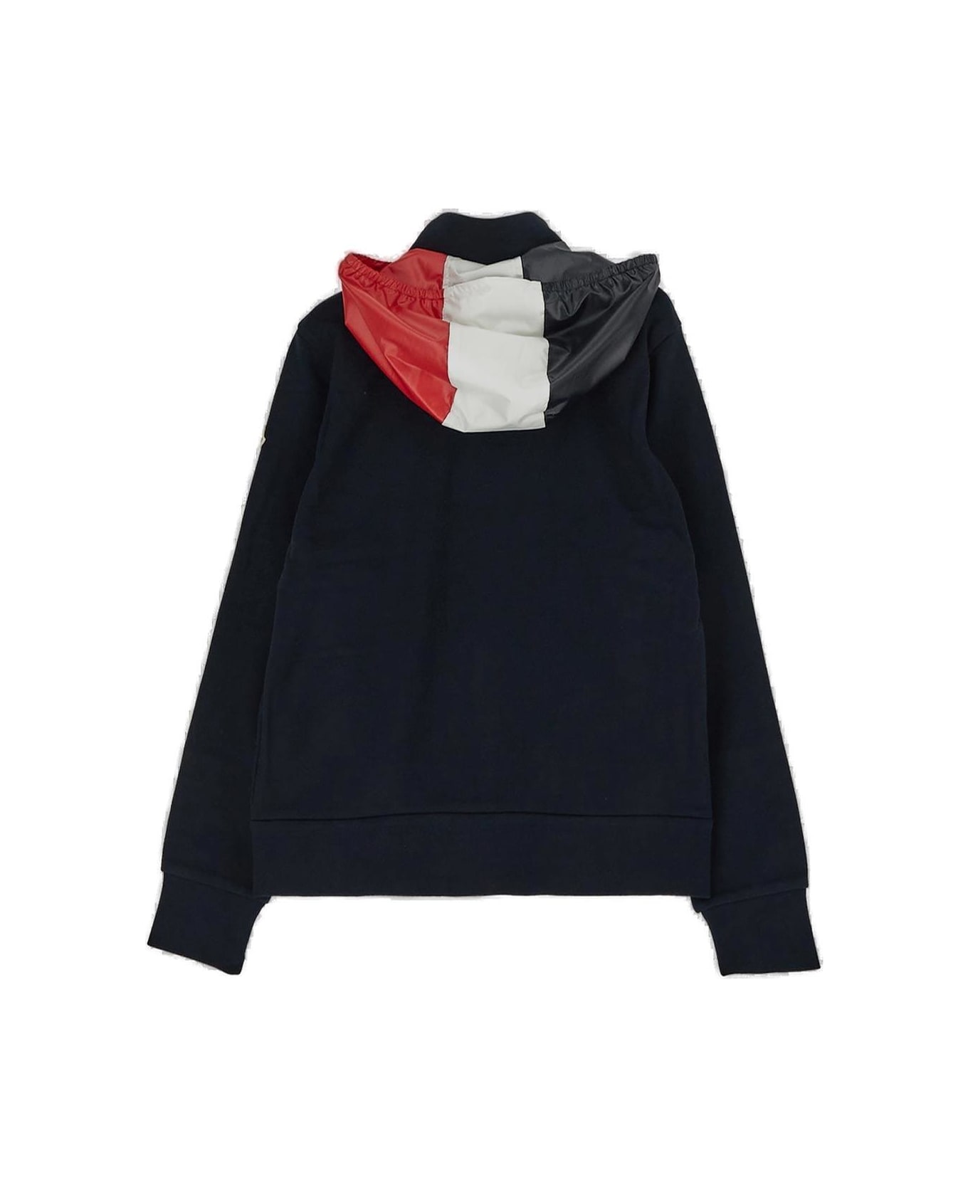 Moncler Logo Patch Zip-up Hoodie - Blue