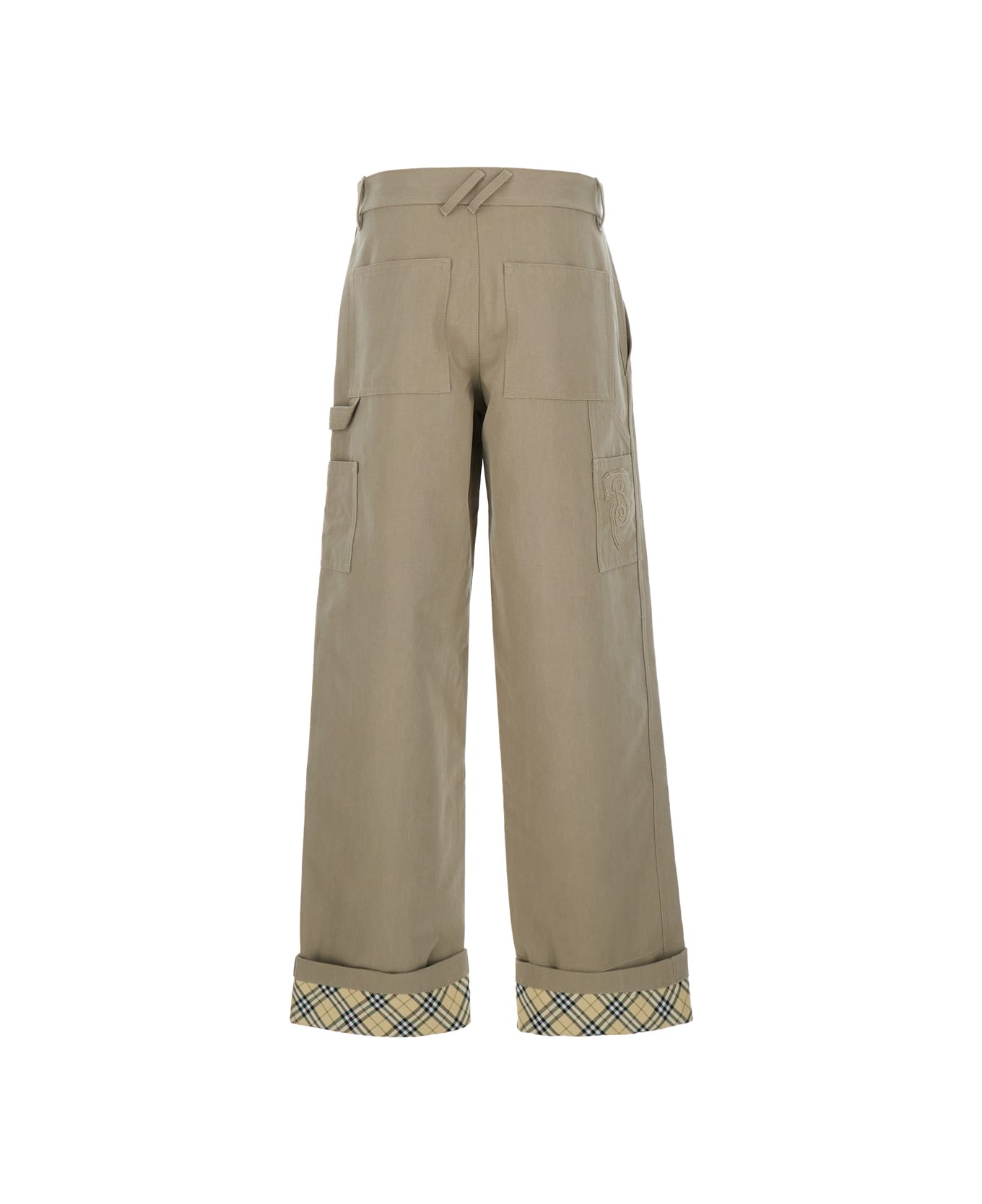 Burberry Mw Relaxed Check Lined Work Trousers - Beige