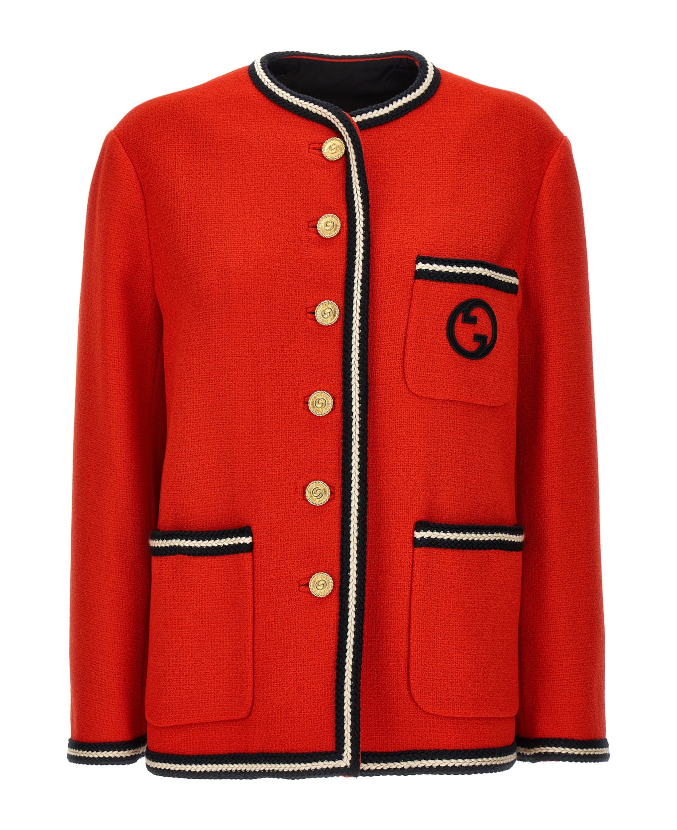Gucci 'gg Tondo' Tweed Jacket - Red