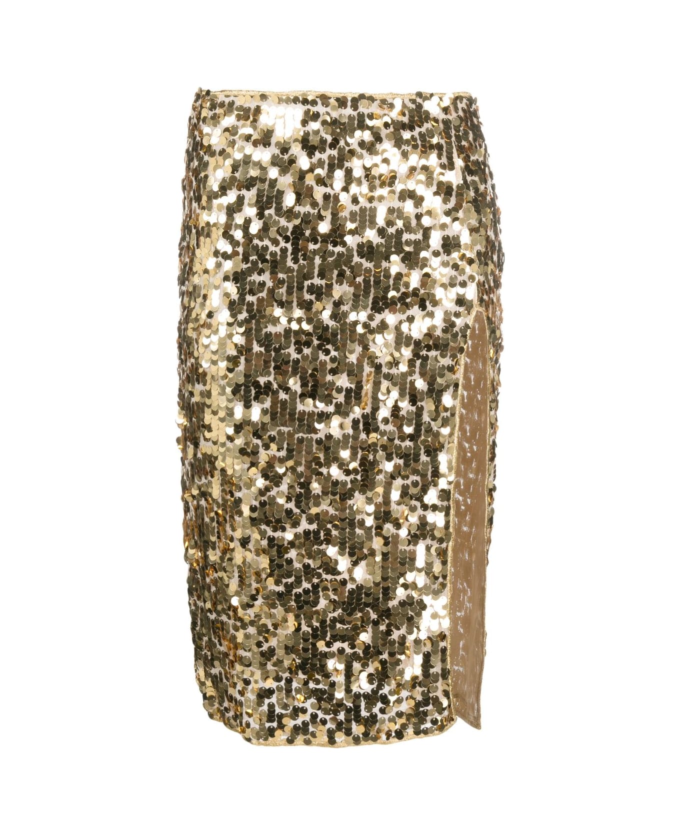 Oseree Night Sequins Midi Skirt - Gold