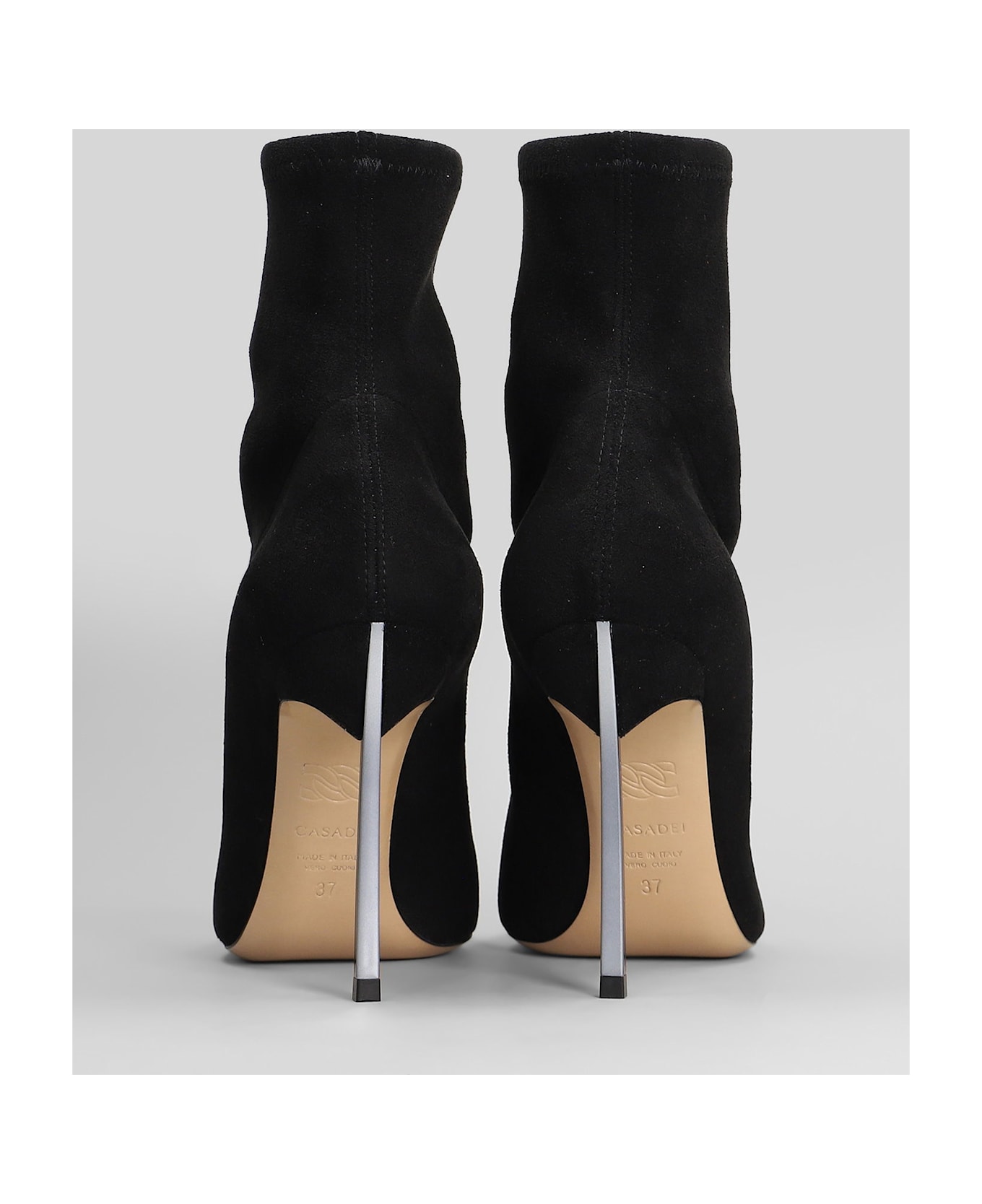 Casadei Blade Stretch High Heels Ankle Boots In Black Suede - black