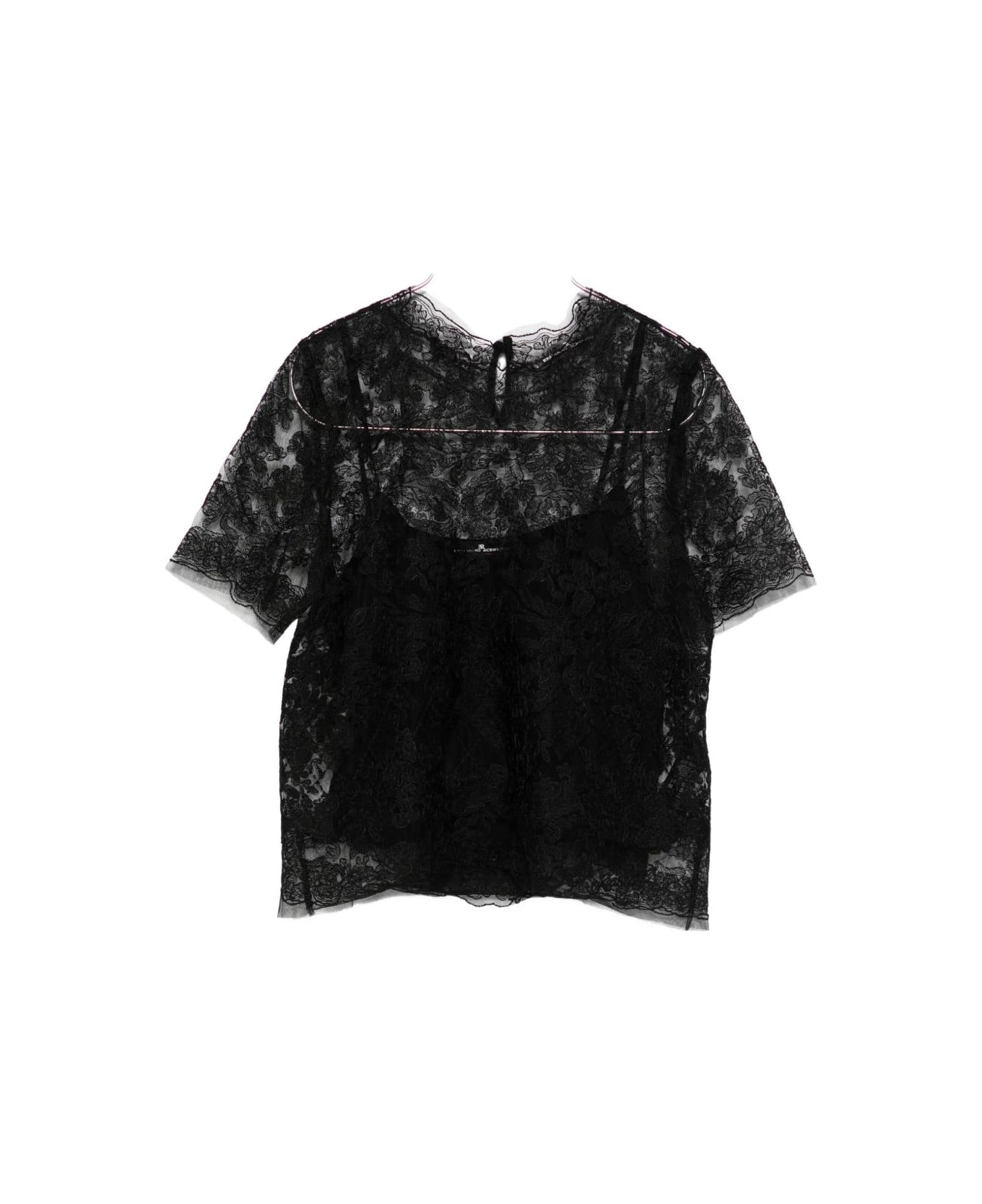 Ermanno Scervino Lace T-shirt - Black