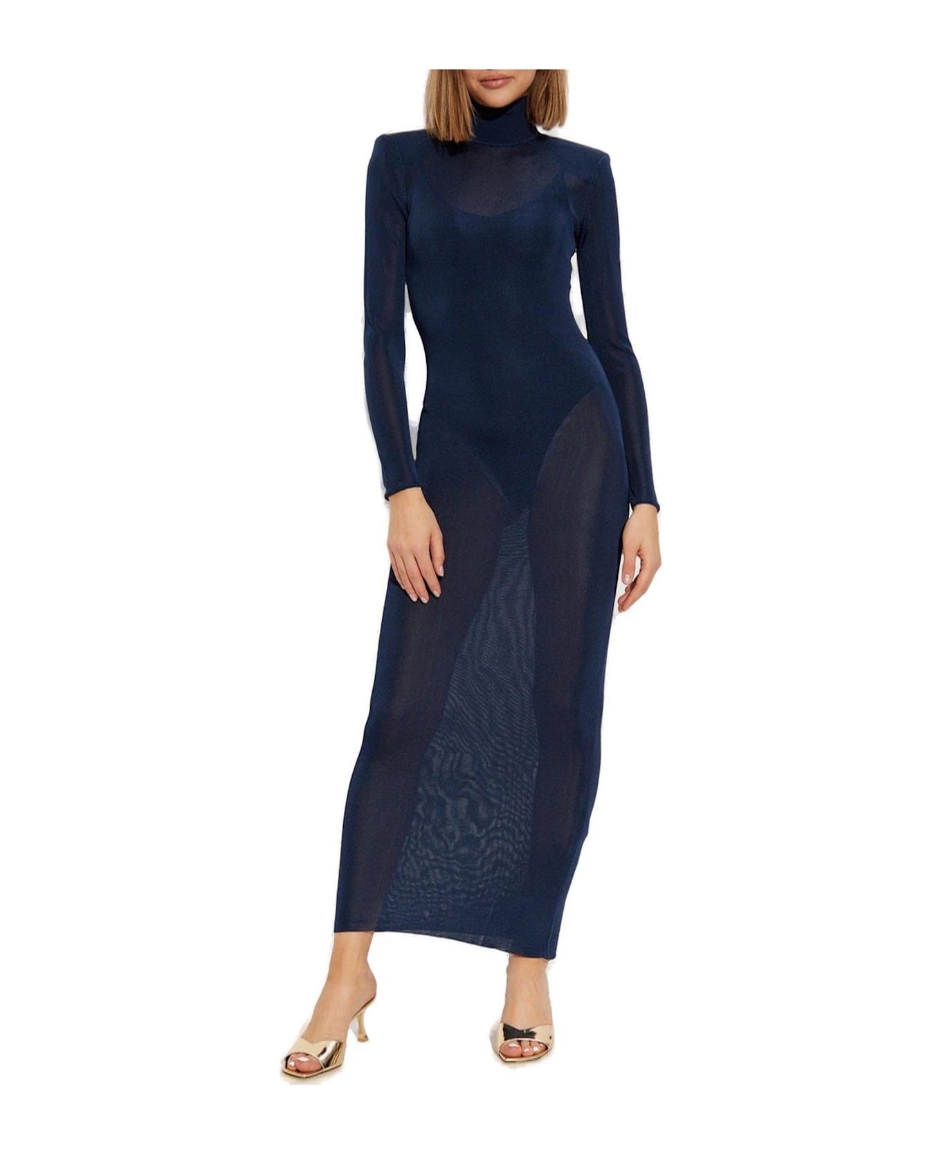 self-portrait Knitted Maxi Dress - Navy