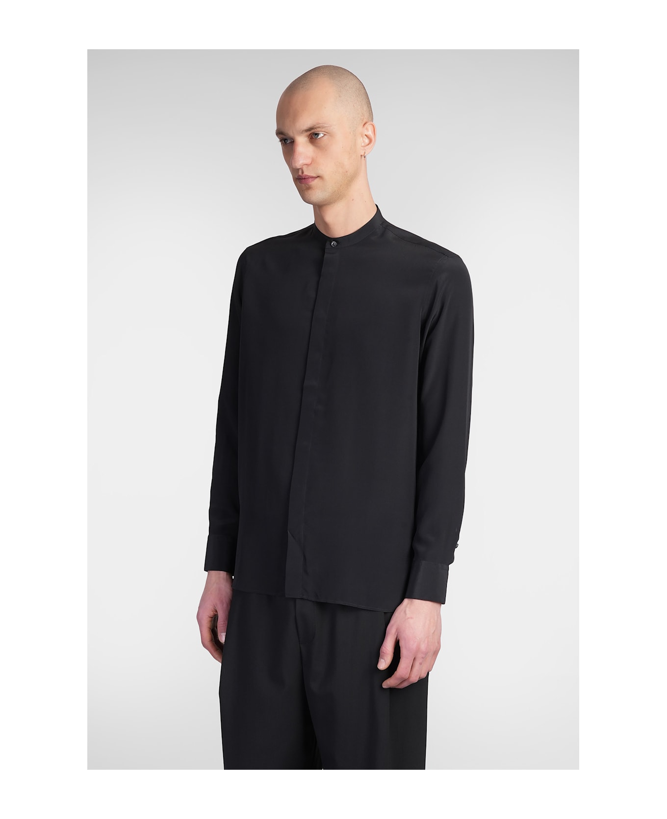 Laneus Shirt In Black Silk - black