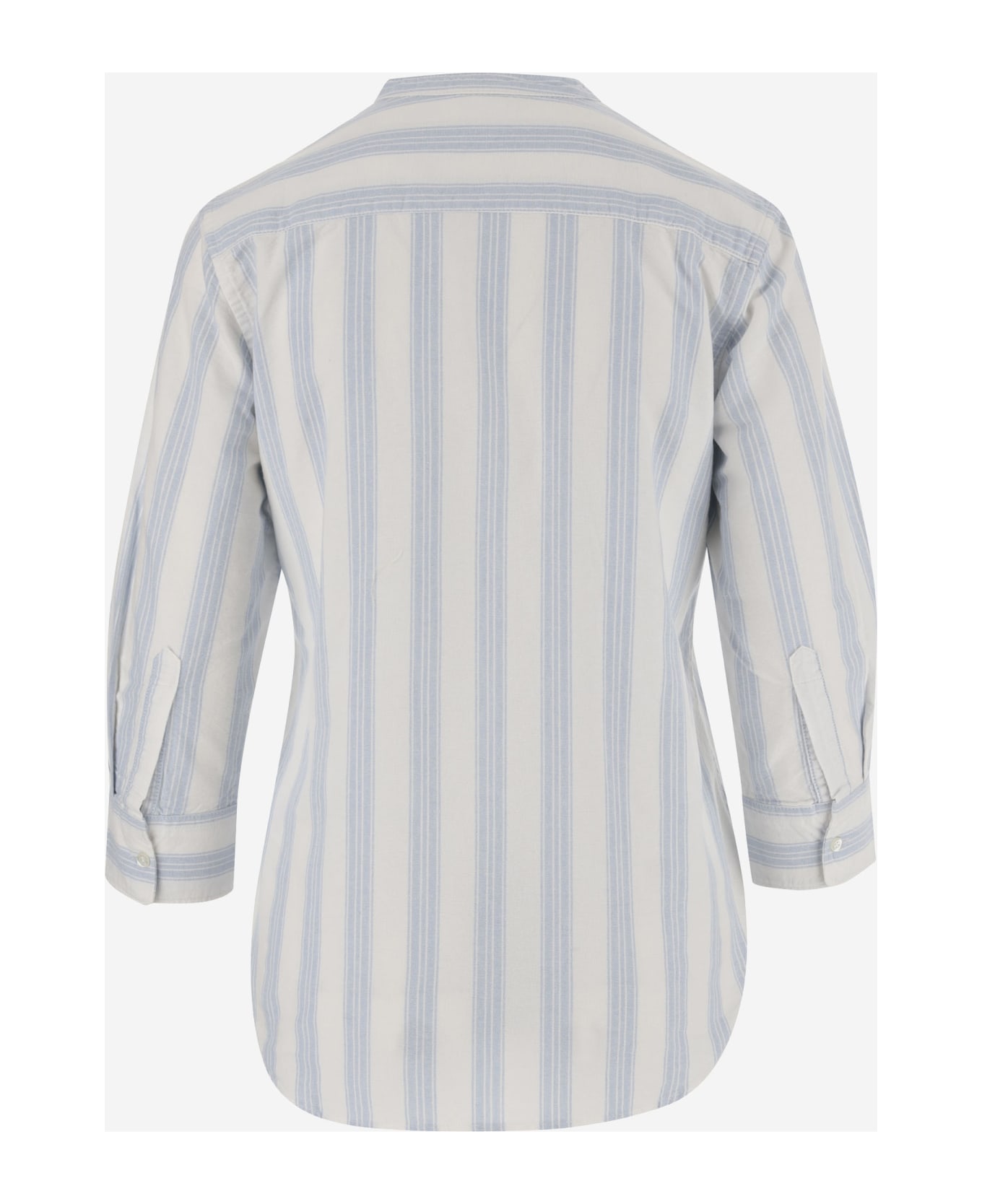 Aspesi Cotton Shirt With Striped Pattern - Clear Blue