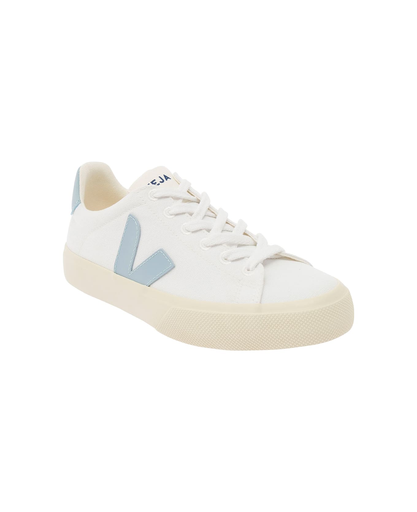 Veja White And Light Blue Sneakers With Logo Details In Leather Woman - White スニーカー