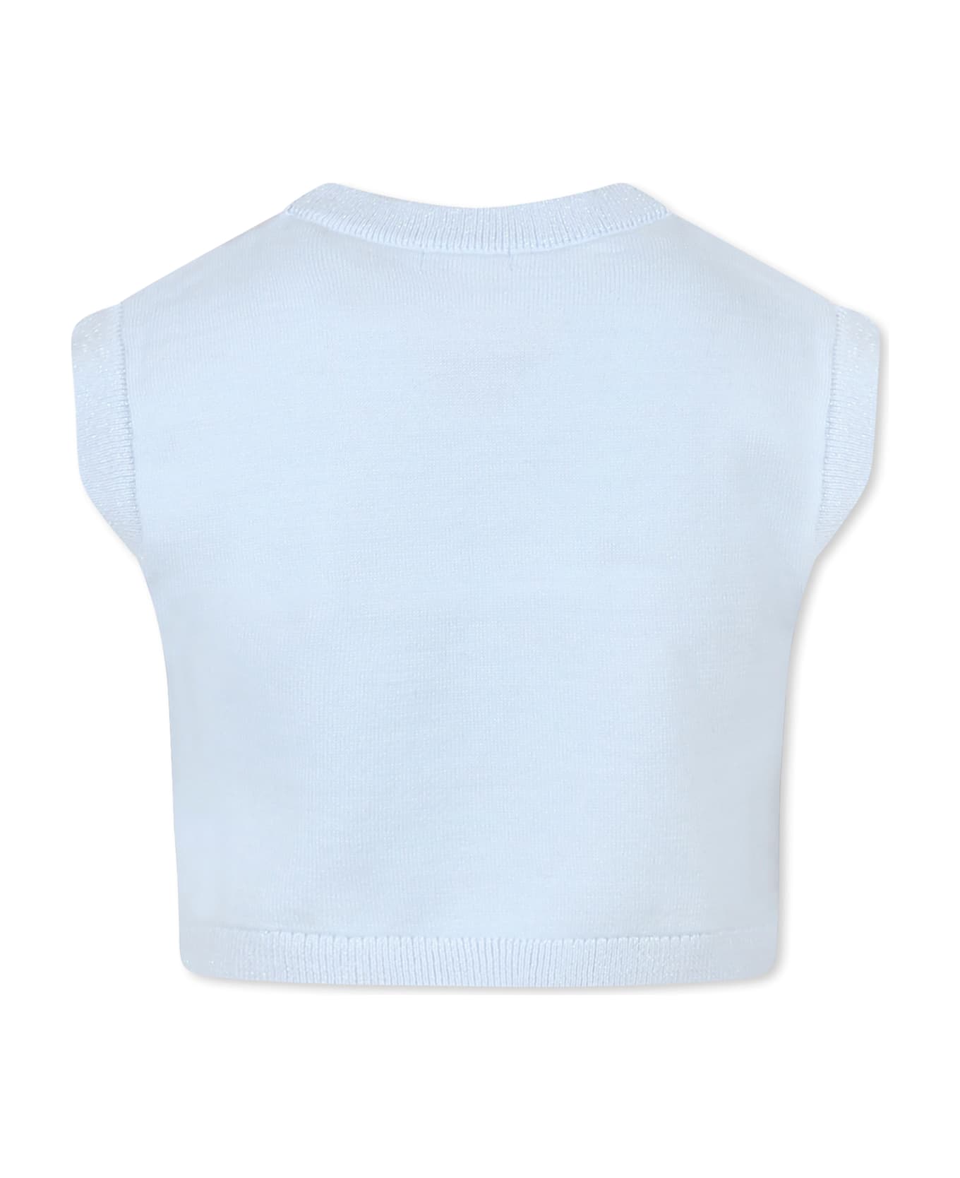 Billieblush Light Blue Vest Sweater For Girl With Sun - Light Blue