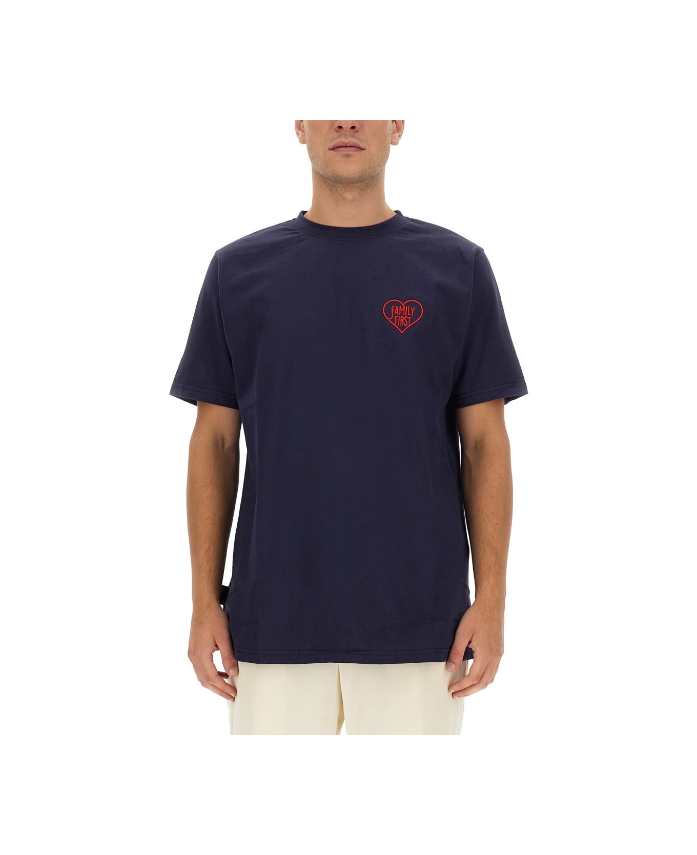 Family First Milano T-shirt With Logo - BLUE
