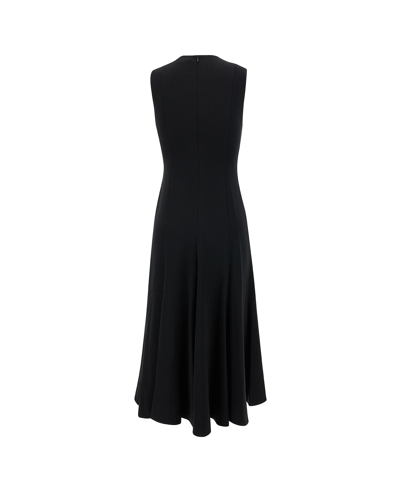 Theory Midi Black Sleeveless Dress With Pleated Skirt In Triacetate Blend Woman - Black