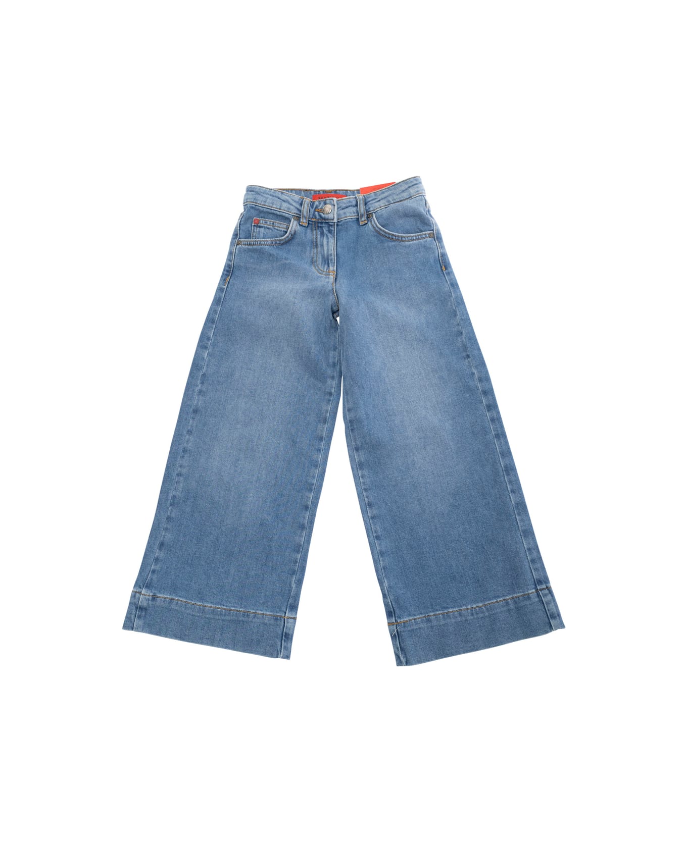 Max&Co. Blue Cropped Jeans With Logo Patch On The Rear In Denim Girl - Blu