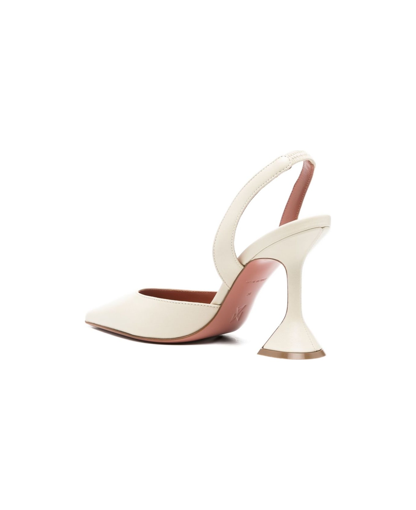 Amina Muaddi Holli Leather Slingback Pumps - Beige