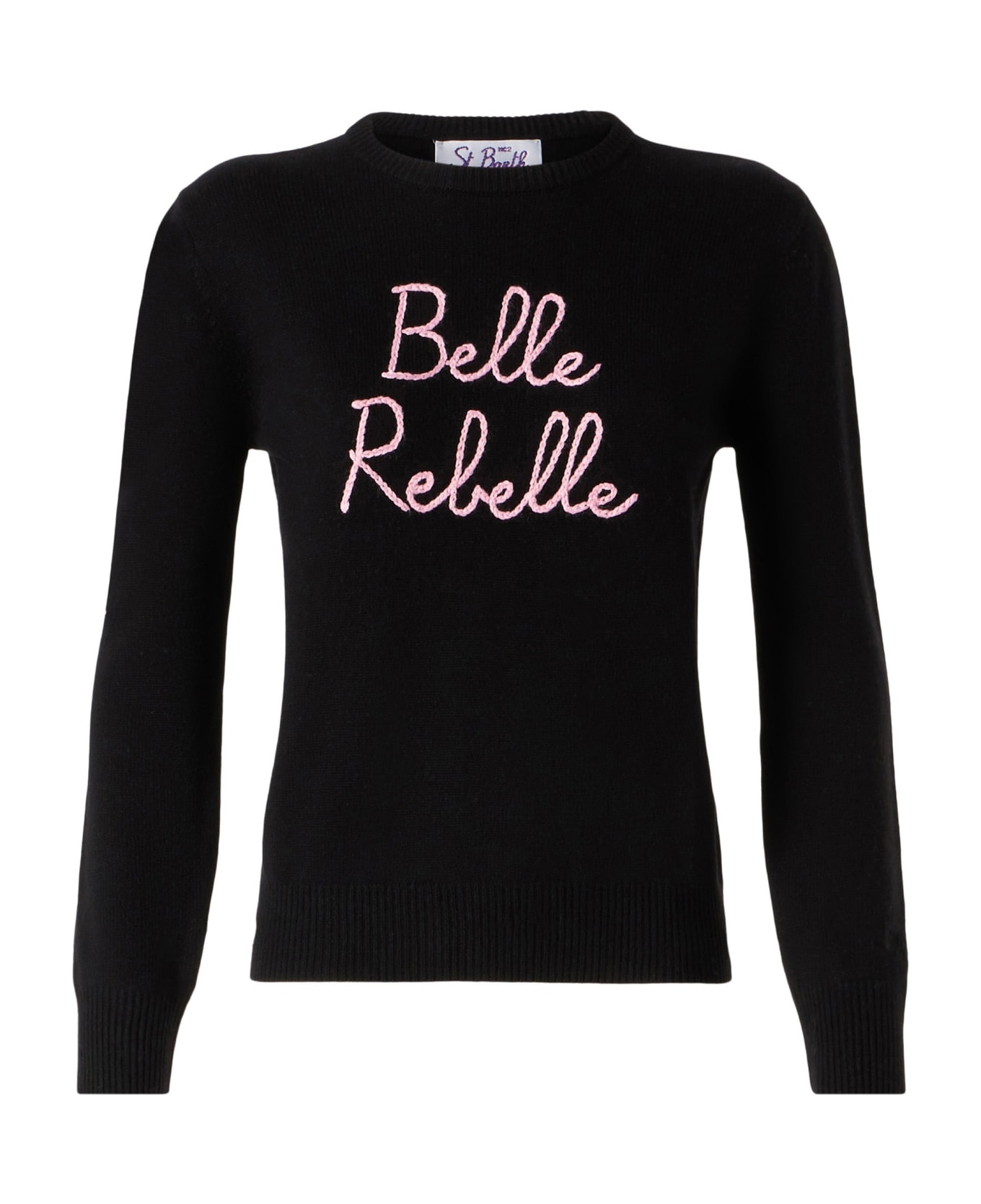 MC2 Saint Barth Woman Sweater With Belle Rebelle Embroidery - BLACK ニットウェア