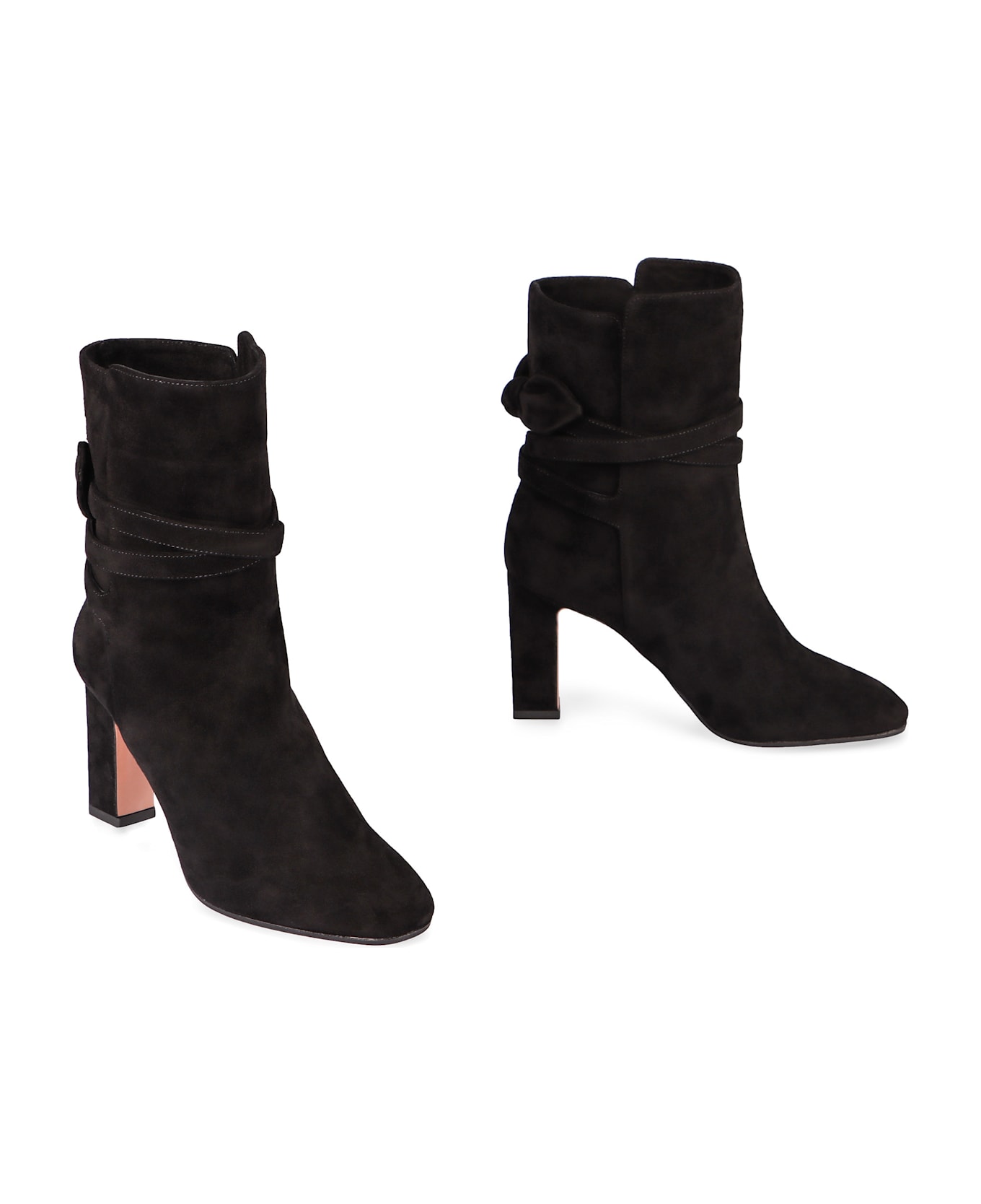 Aquazzura Very Bow Tie Suede Ankle Boots - black