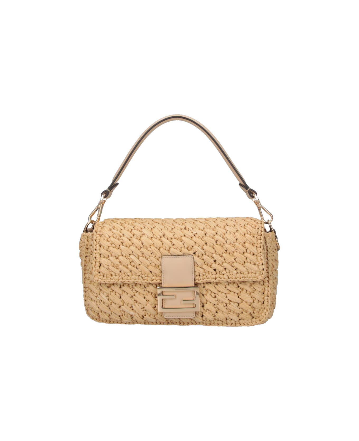 Fendi 
baguette
 Crochet Viscose Bag - Beige