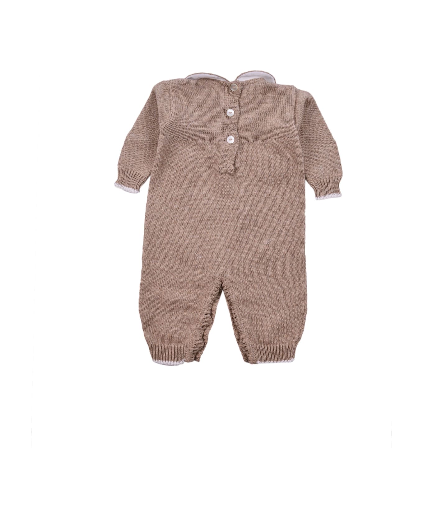 Piccola Giuggiola Knitted Romper - Brown ボディスーツ＆セットアップ