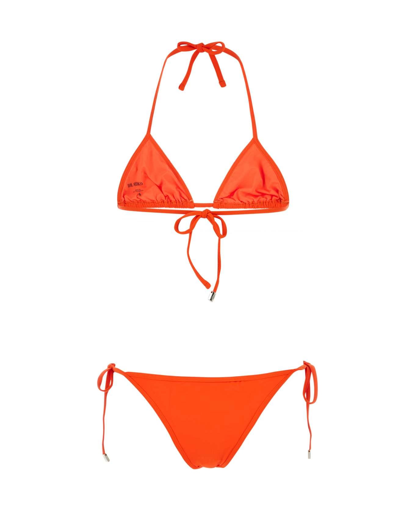 The Attico Fluo Orange Stretch Nylon Bikini - 033 水着