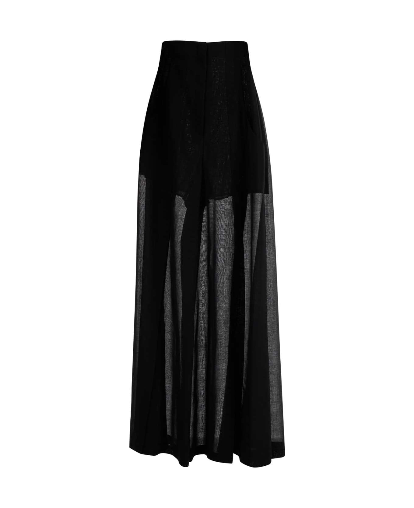 Philosophy di Lorenzo Serafini Black Wool Blend Wide-leg Pant - NERO