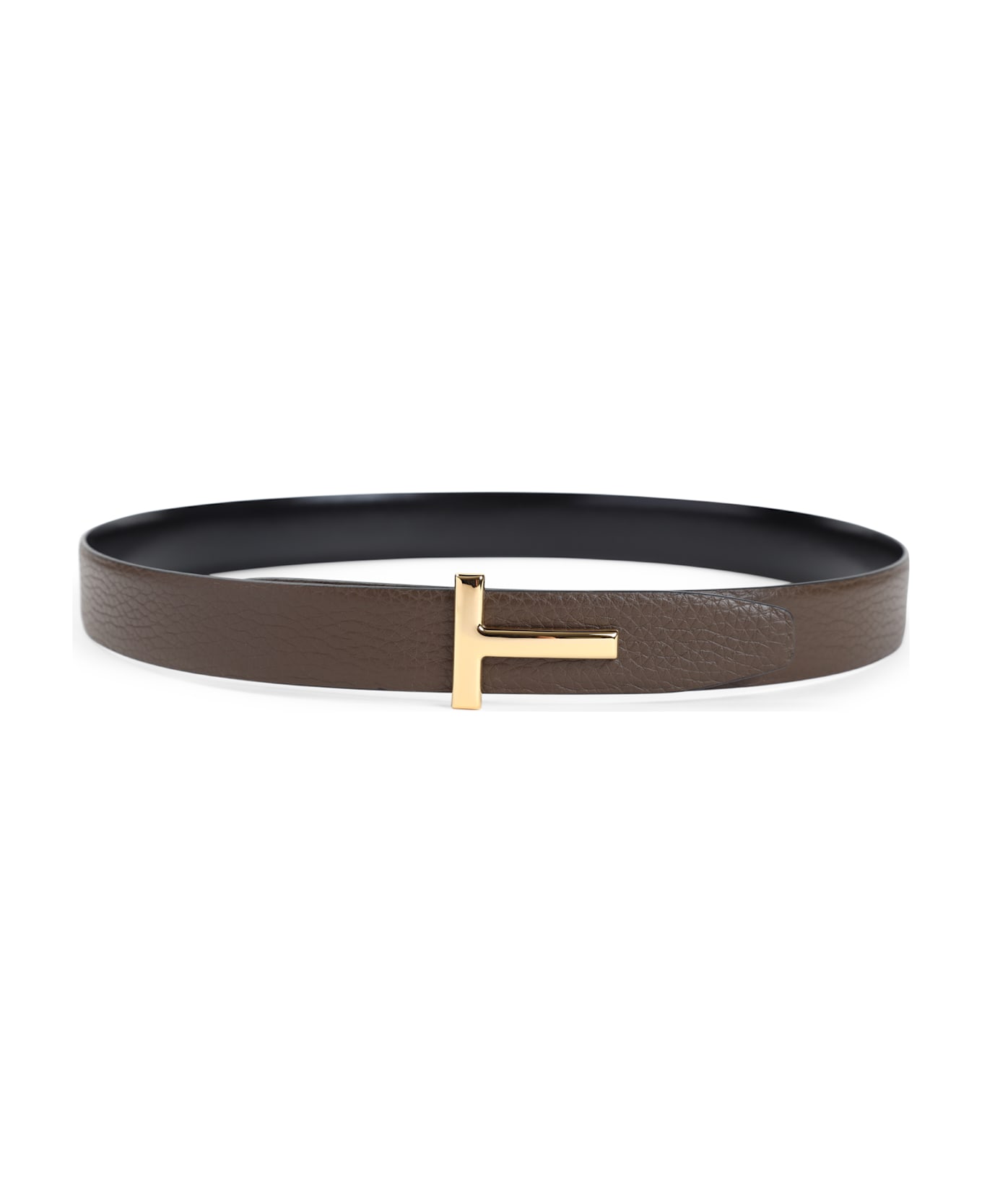 Tom Ford Grained Calf Leather Belt - Dark Khaki