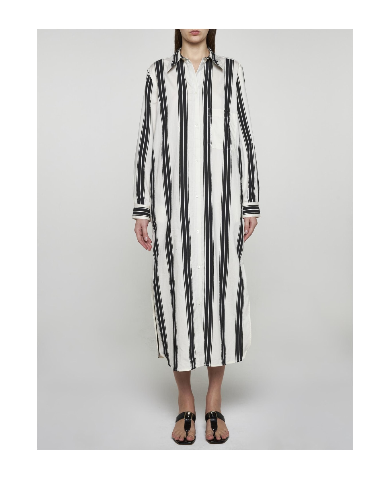 Totême Striped Cotton-blend Tunic Dress - BLACK