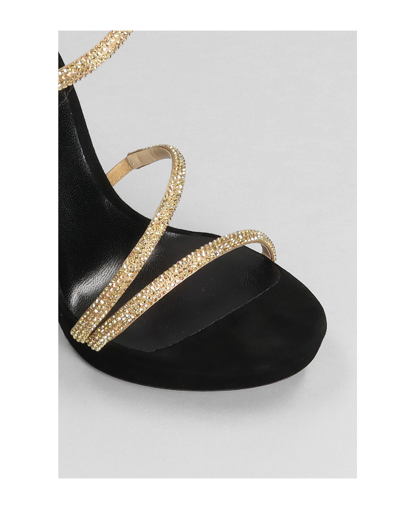 René Caovilla Margot Sandals In Black Leather - black