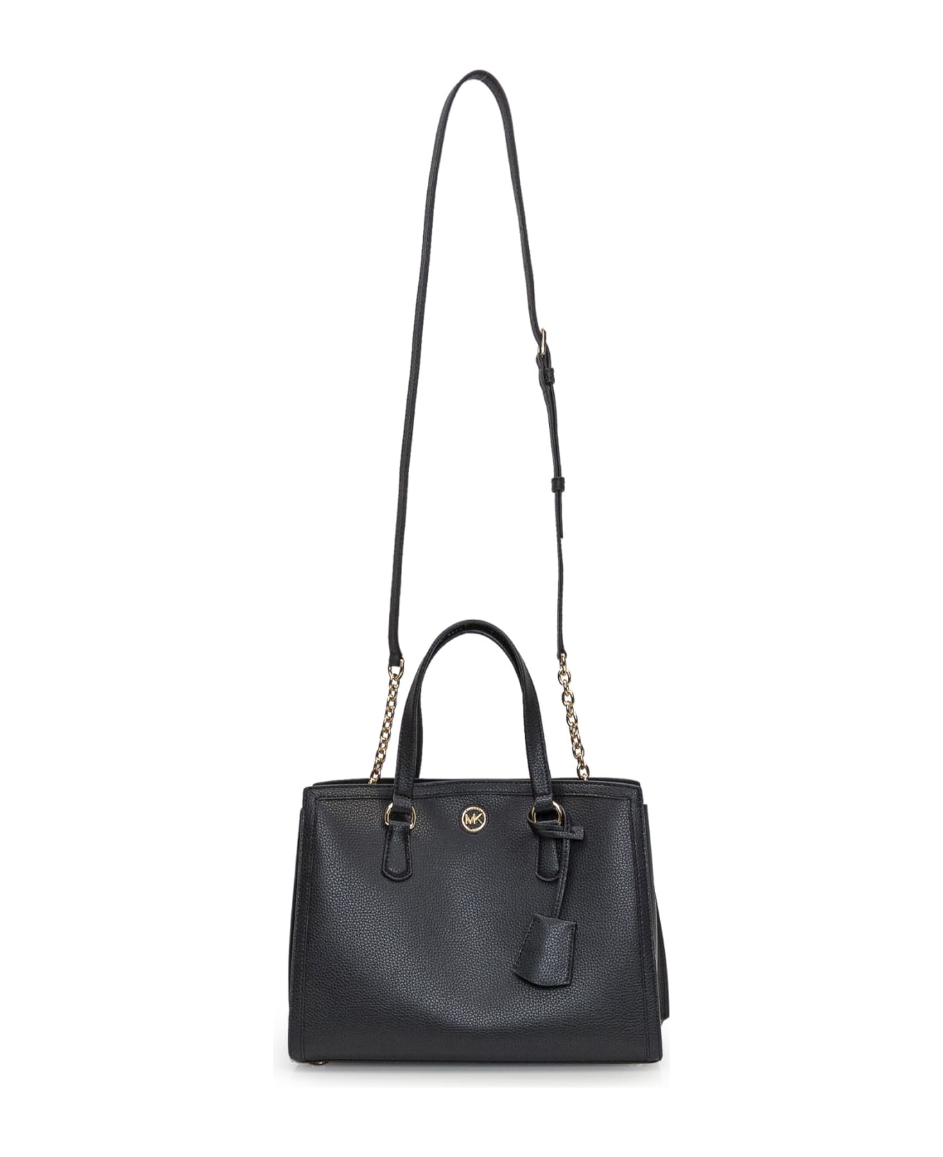 Michael Kors Chantal Medium Pebbled Leather Satchel - Black