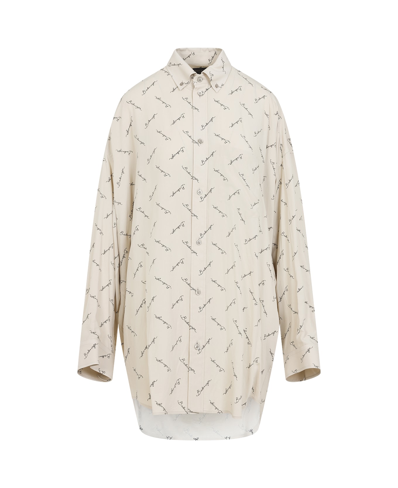 Balenciaga Long Sleeves Cocoon Shirt - Light Beige Black