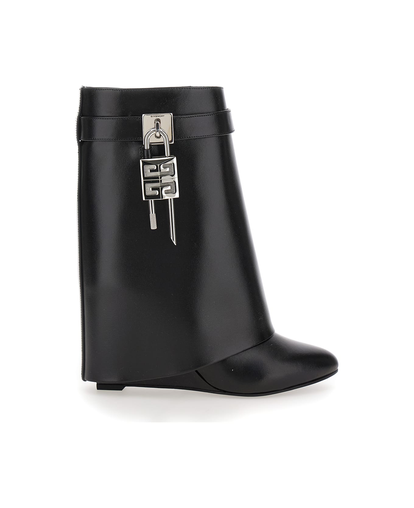 Givenchy 'shark' Black Ankle Boots With Padlock Detail And Slip-on Style In Leather Woman - Black