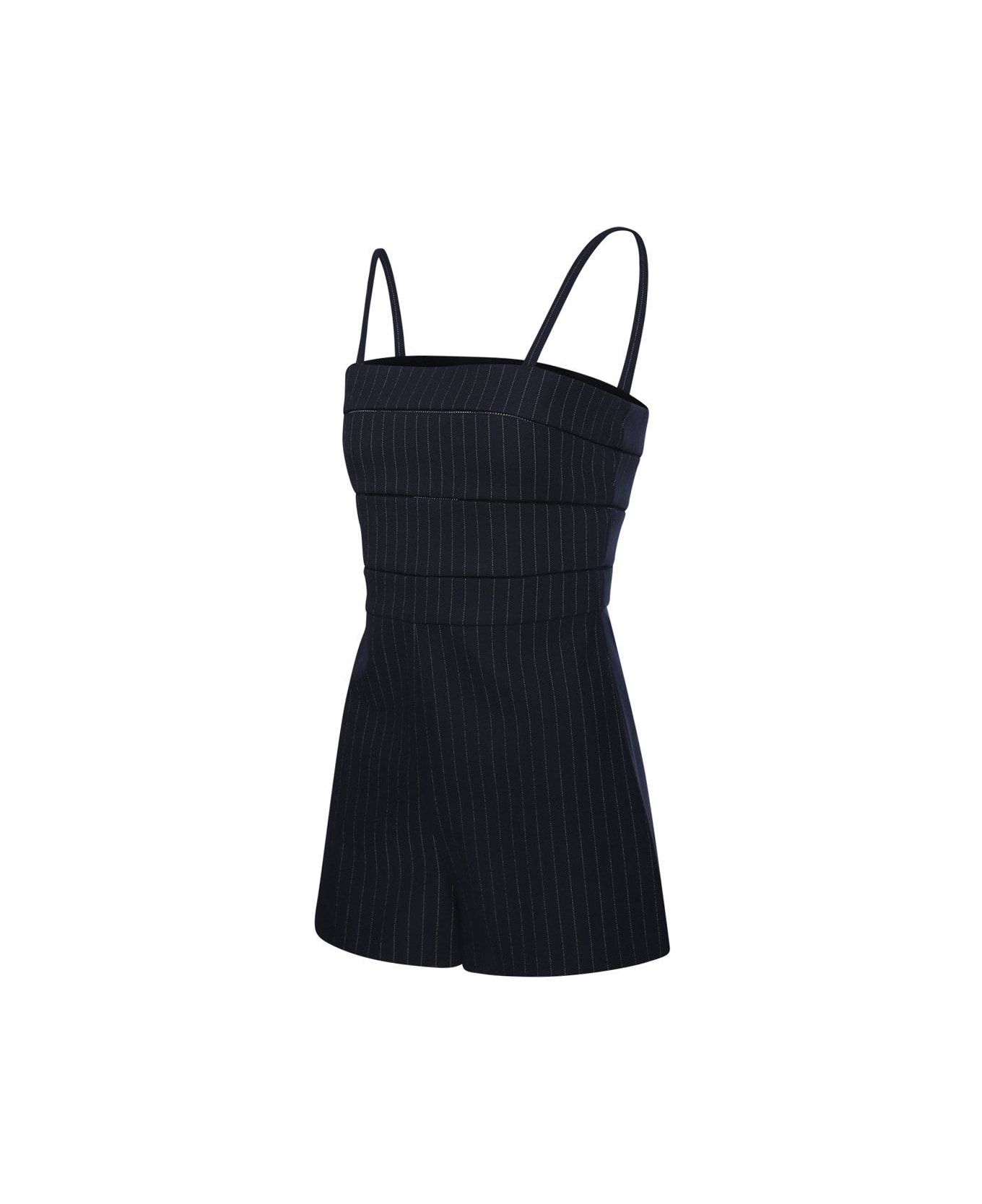 Max Mara Anfora Pinstriped Playsuit - Blue