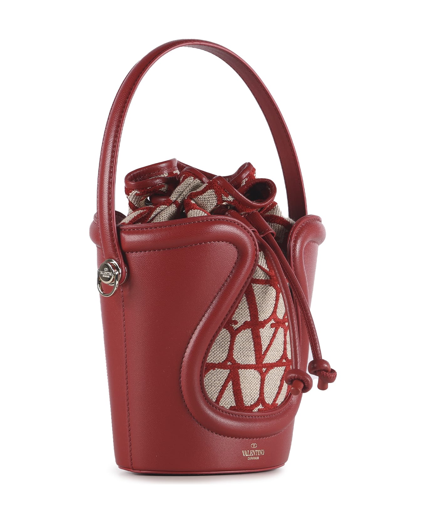 Valentino Garavani Le Cinquième Toile Iconographe Bucket Bag - Naturale/rosso v