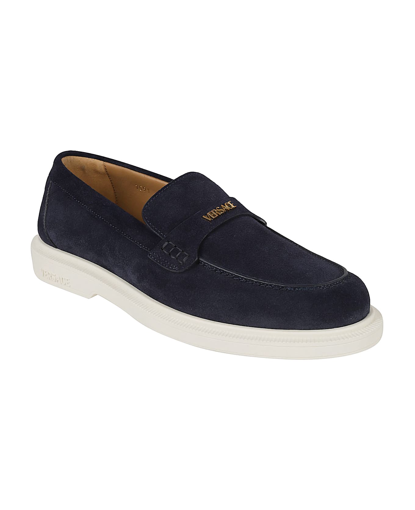 Versace Logo Detail Loafers - Blu
