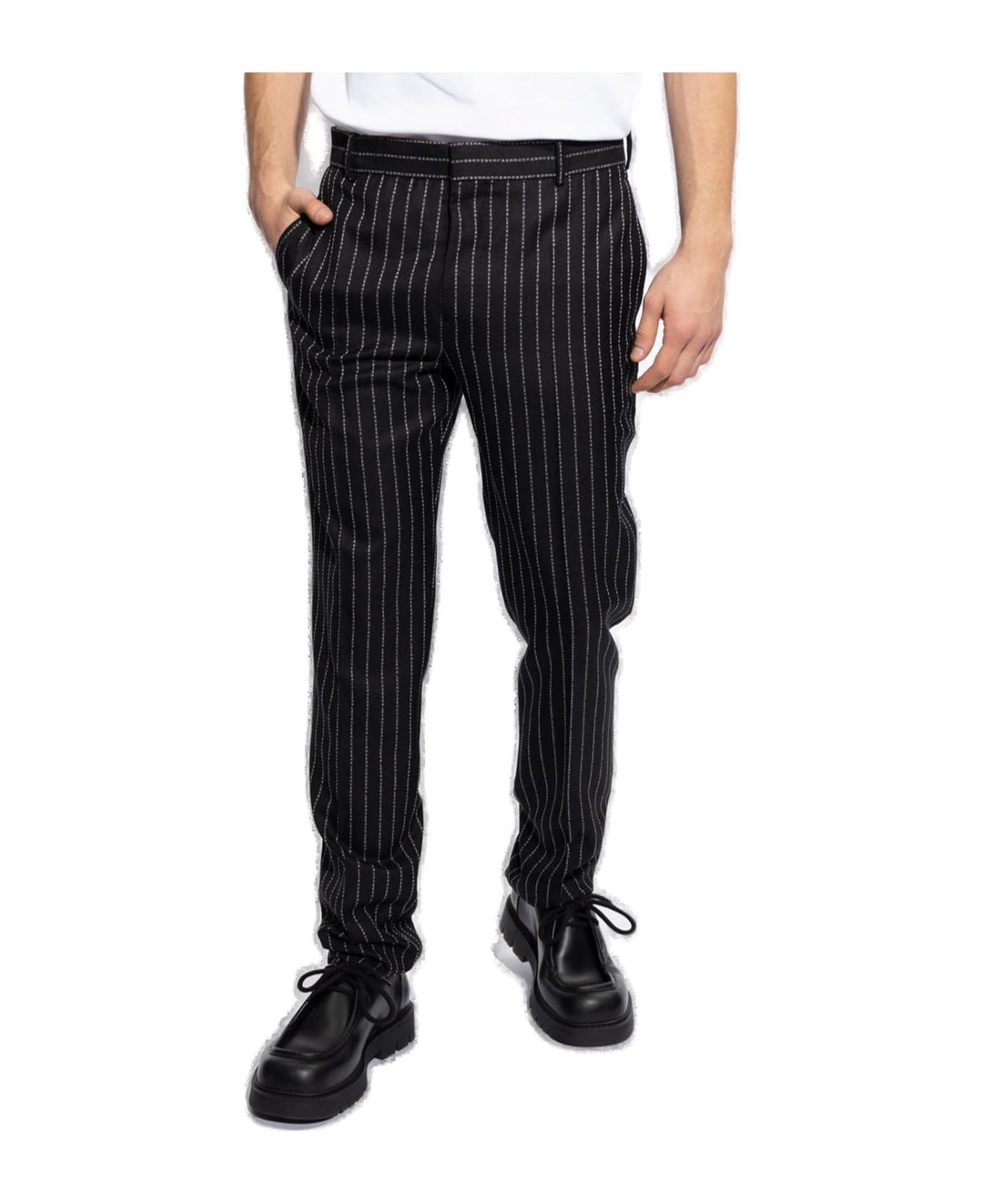 Alexander McQueen Pinstriped Peat Front Trousers - Black