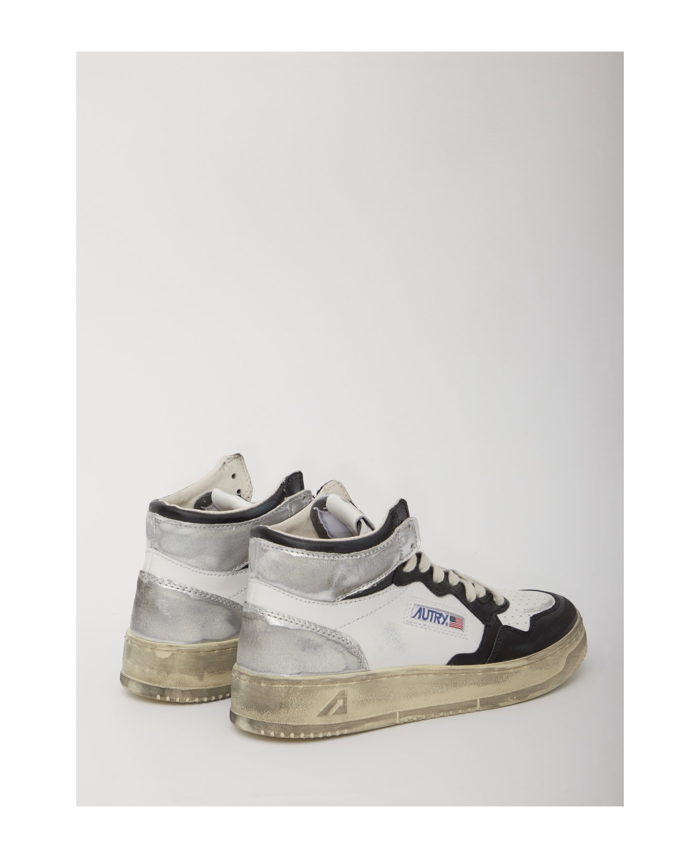 Autry Medalist Mid Super Vintage Sneakers - Leat White Black Silver