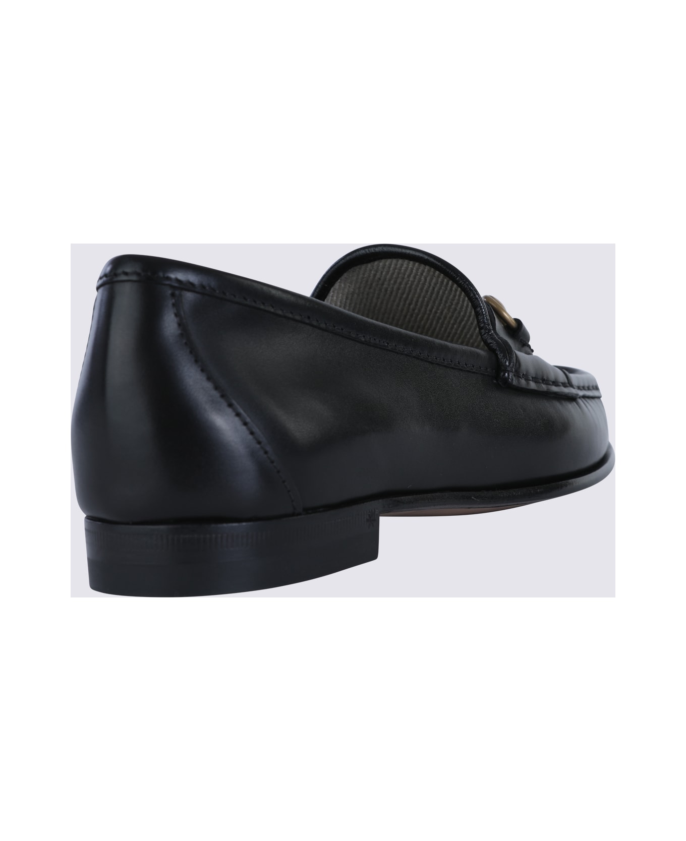 Gucci Black Leather Loafers - Black フラットシューズ