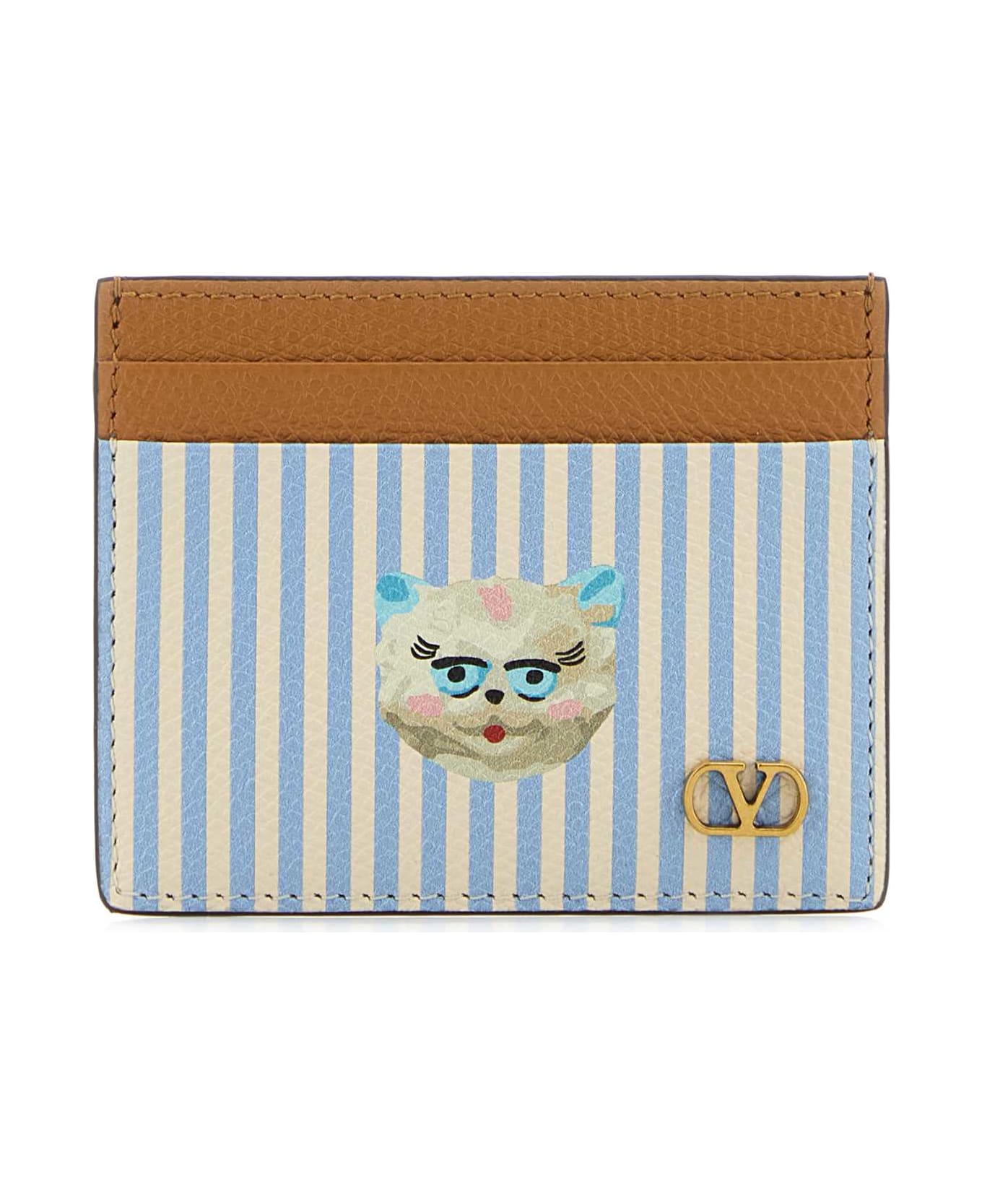 Valentino Garavani Printed Leather Vlogo Signature Card Holder - LIGHTIVORYCELESTEMULTICOLORNATURALC