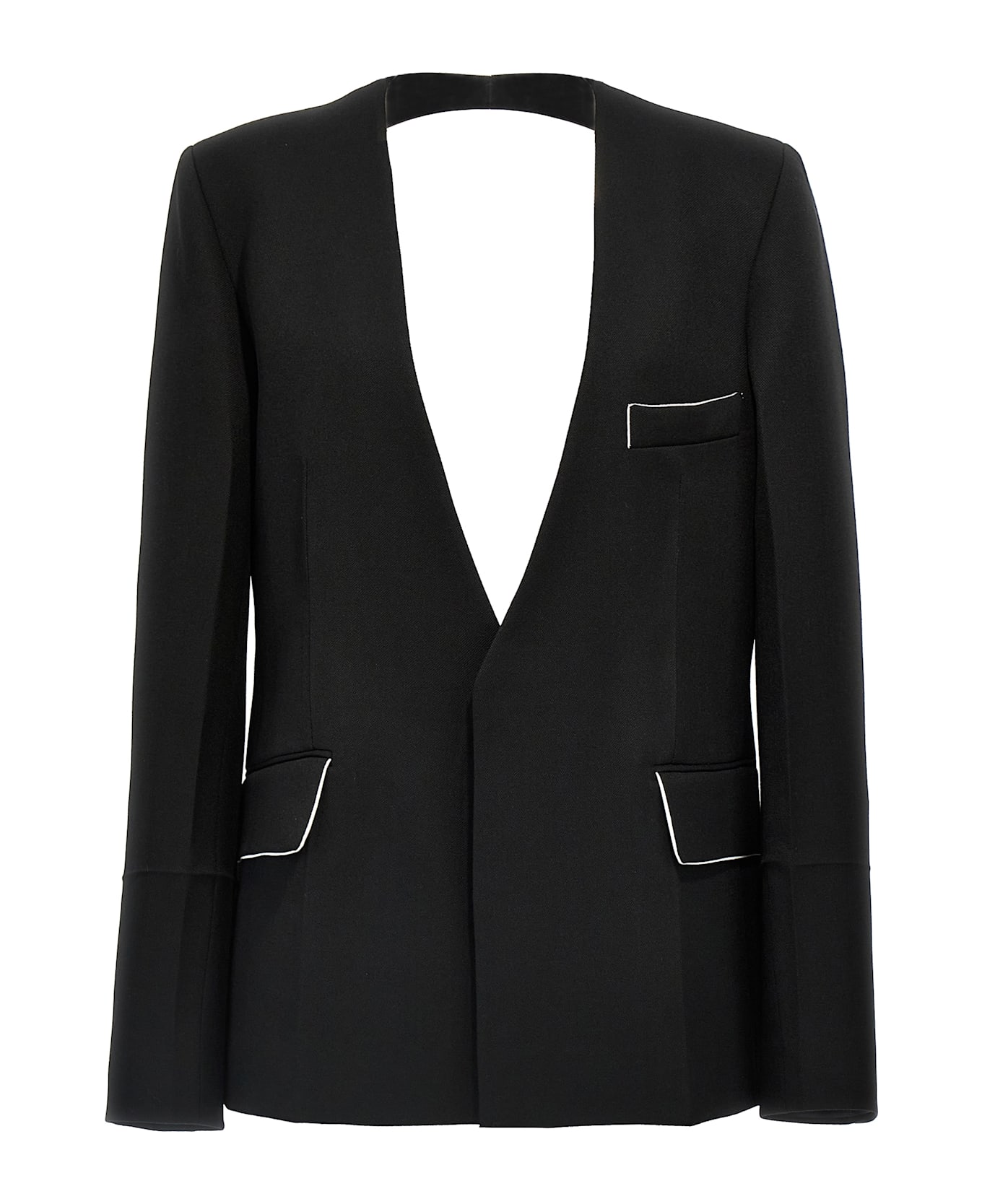 Victoria Beckham 'shrunken Collarless Open-back' Blazer - Black  