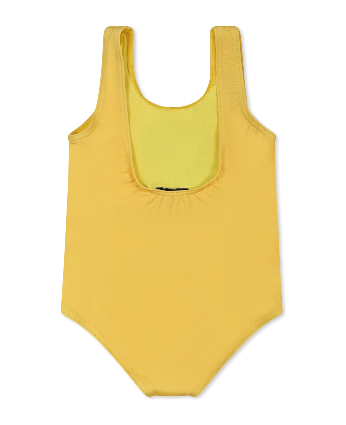 Moschino Yellow Swimsuit For Baby Girl With Teddy Bear And Black Logo - Yellow