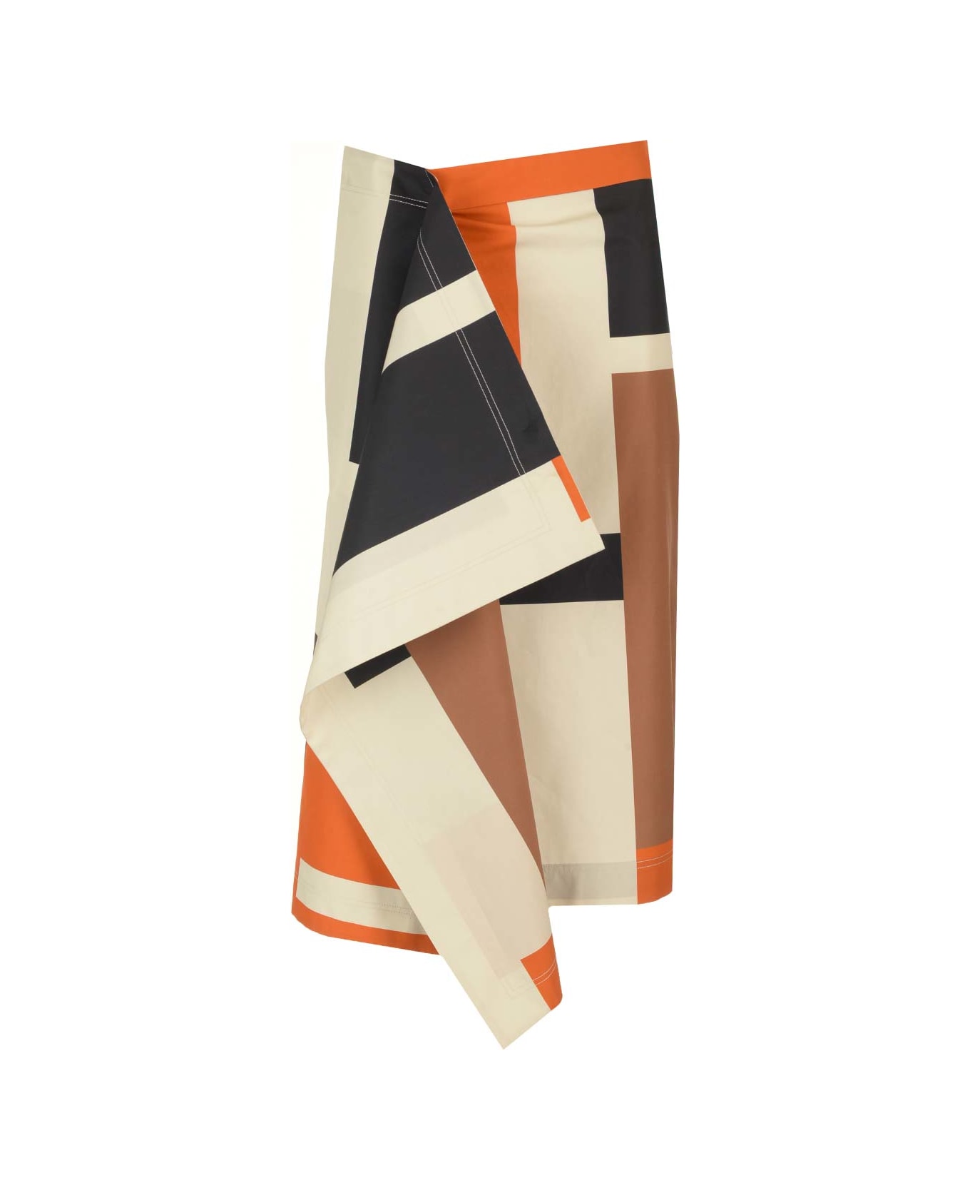 Fendi Multicolor Printed Poplin Skirt - Orange/ash スカート