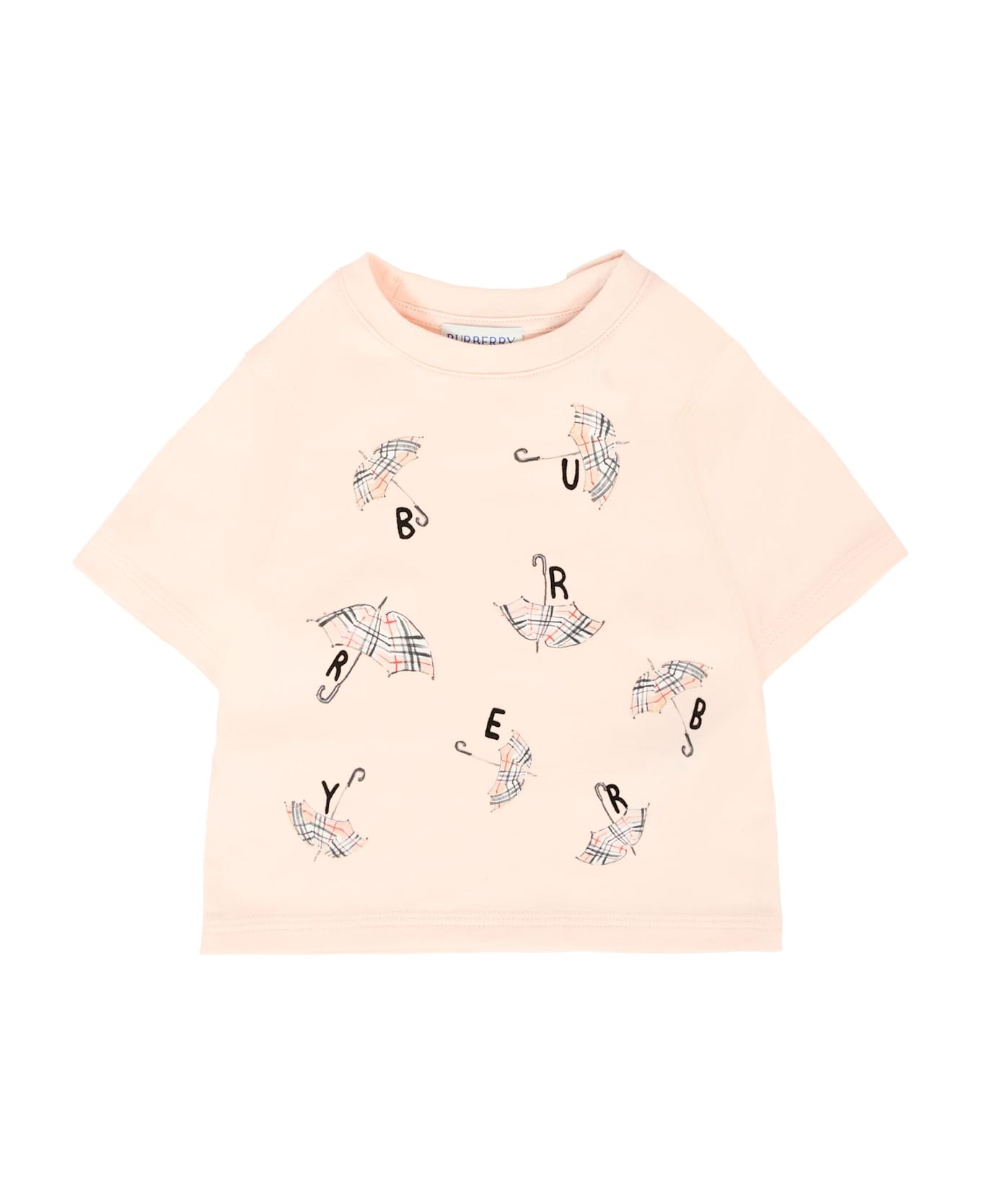 Burberry Pink T-shirt For Baby Girl With Umbrella - Pink