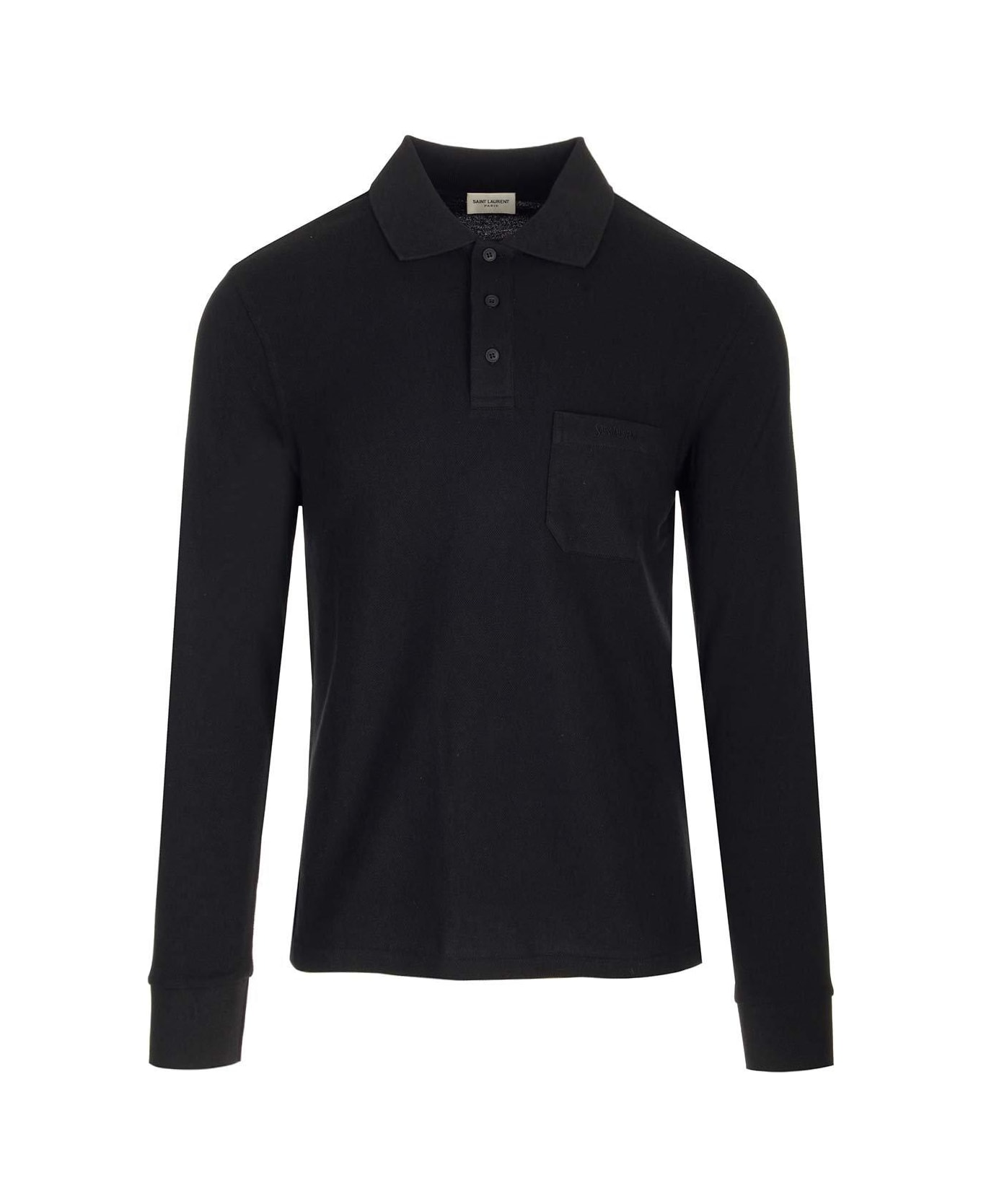 Saint Laurent Button Detailed Long-sleeved Polo Shirt