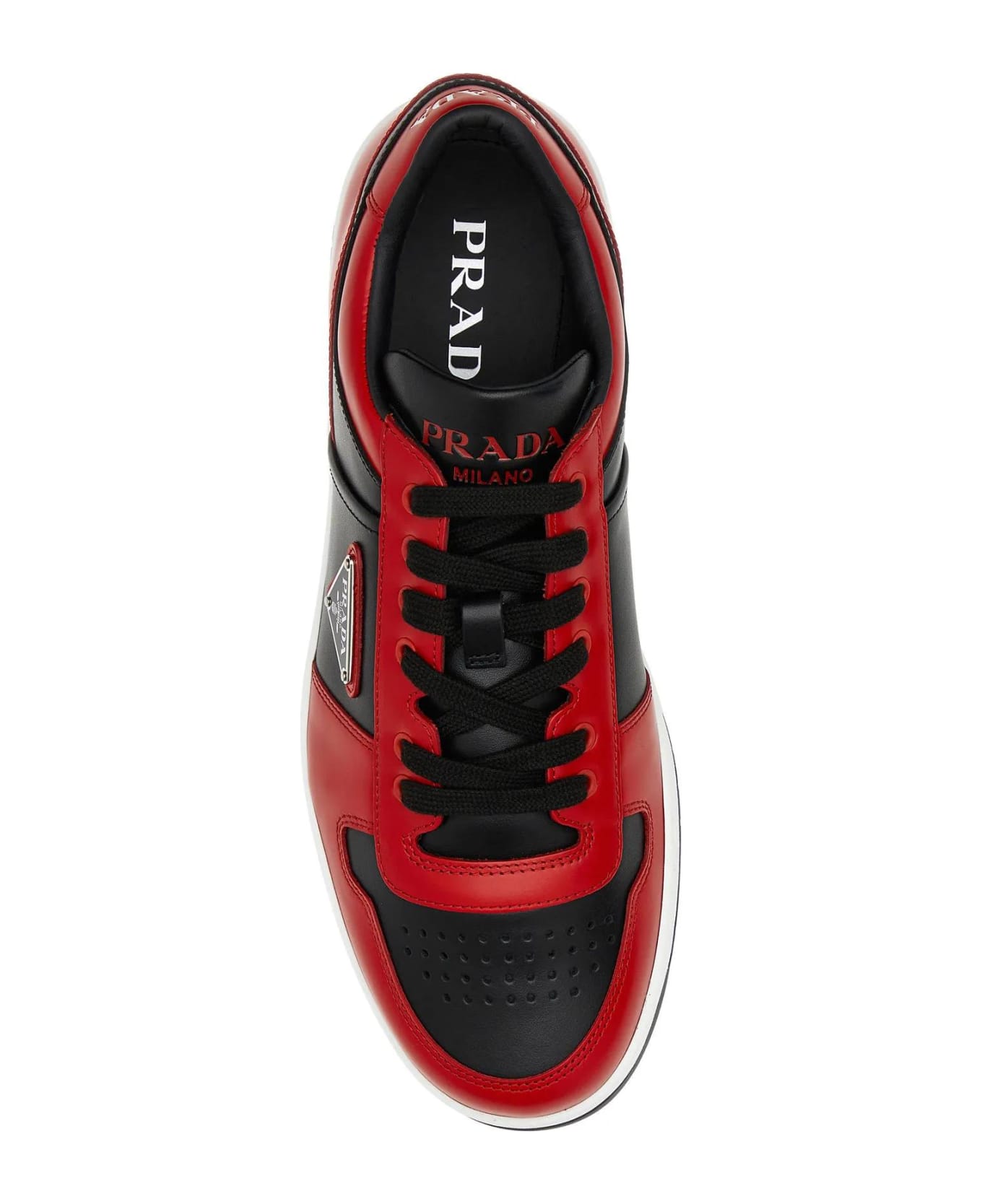 Prada Two-tone Leather Downtown Sneakers - NERO+LACCA