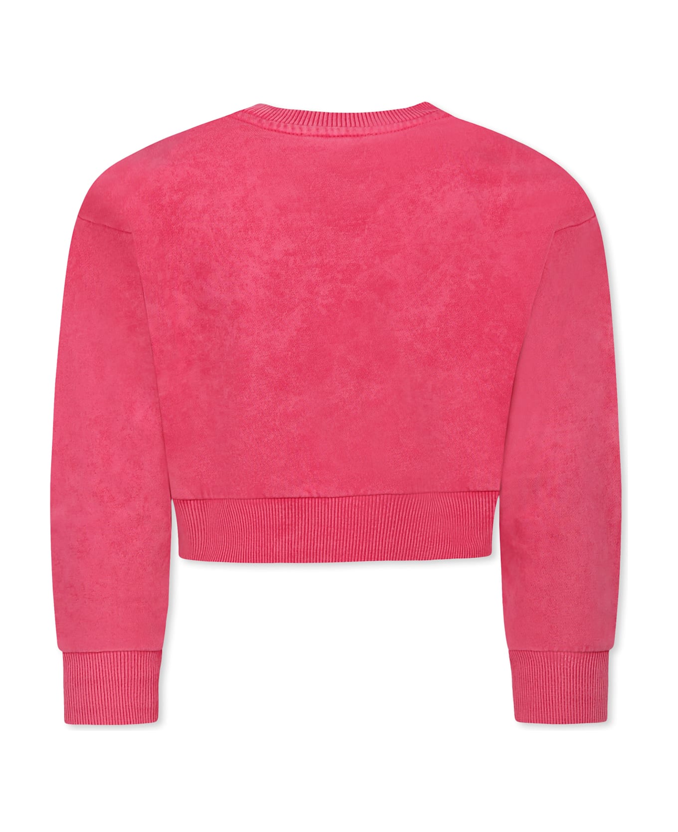 Diesel Fuchsia Crop Sweatshirt For Girl With Logo - Fuchsia