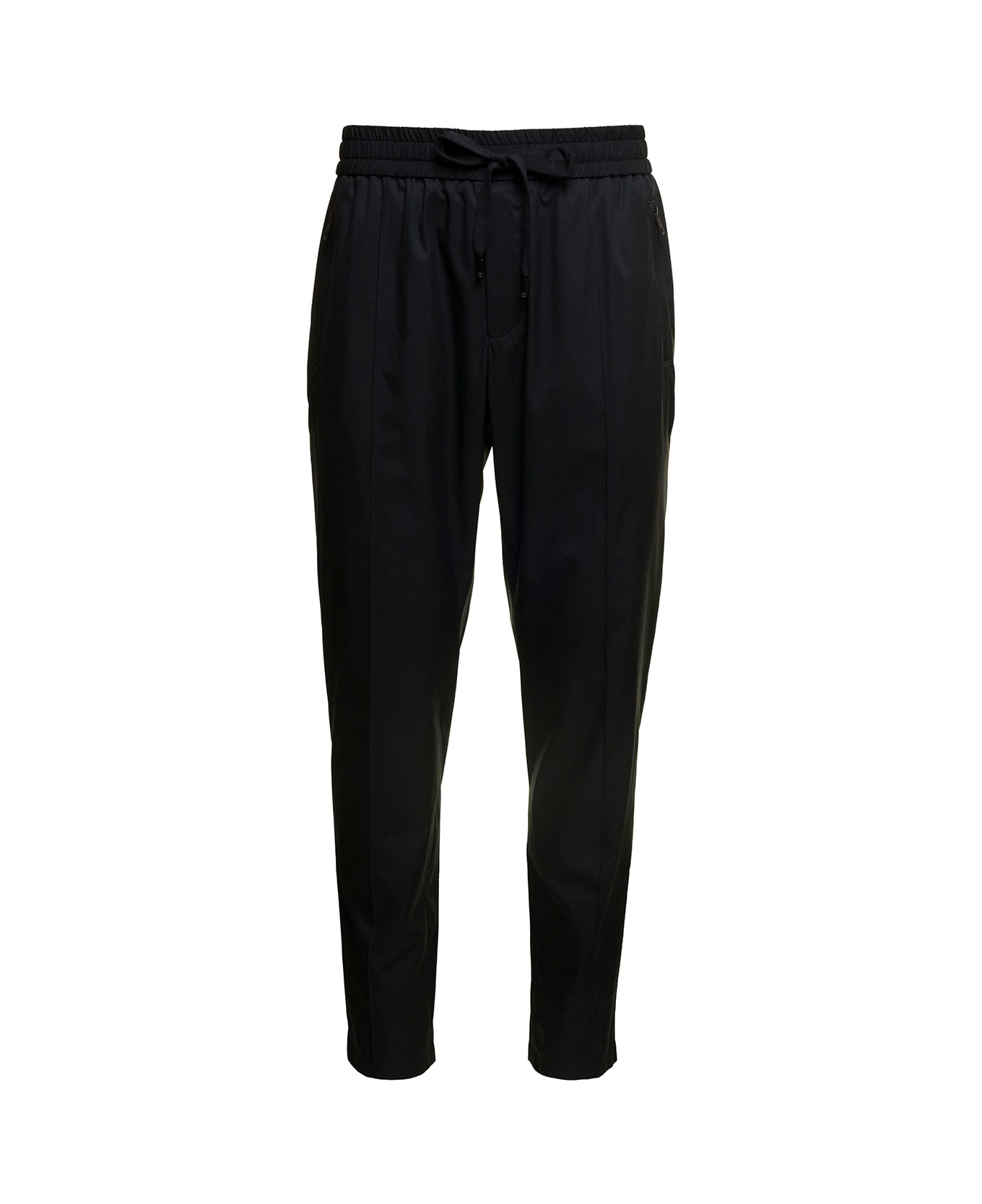 Dolce & Gabbana Jogger Pants With Drawstring In Jersey Lined Nylon - Black